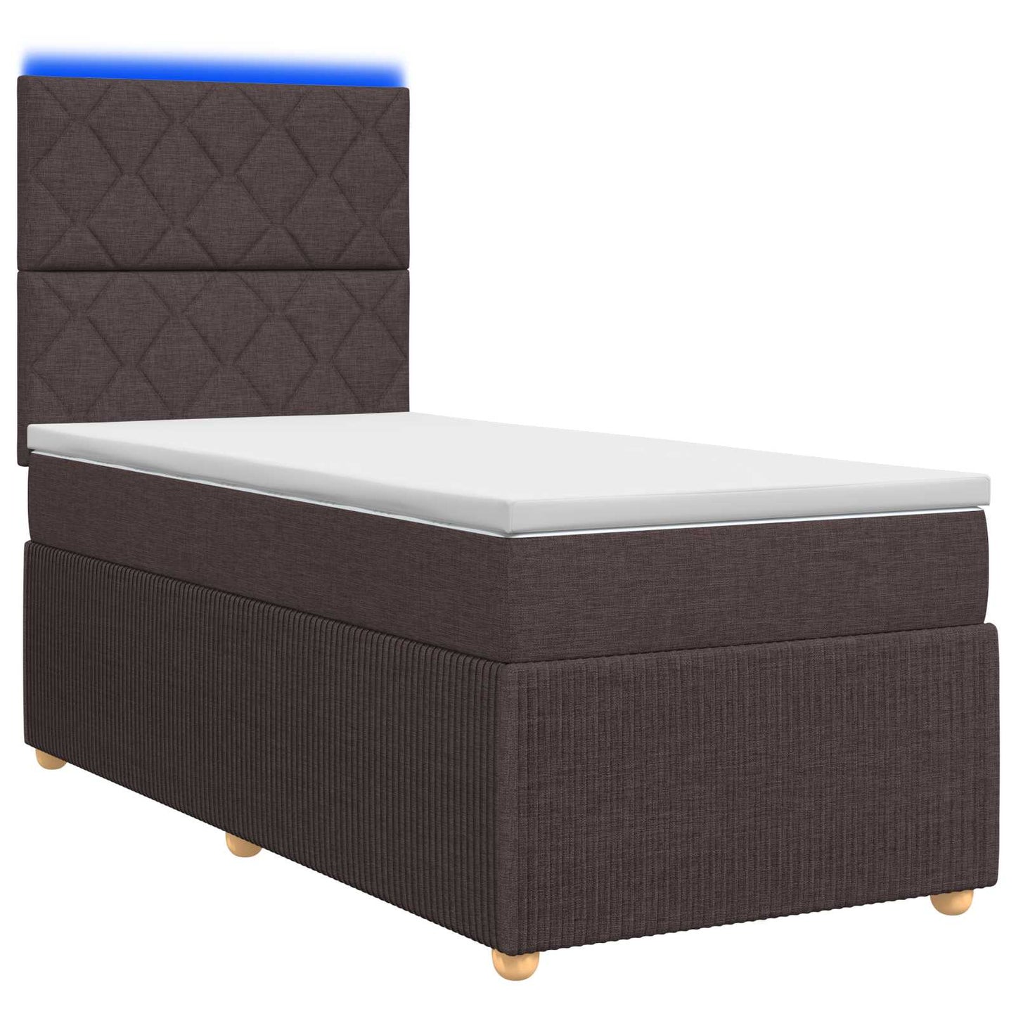 LED Boxspring Ágy Mattal Sötét Barna 100 x 200 cm Szövet