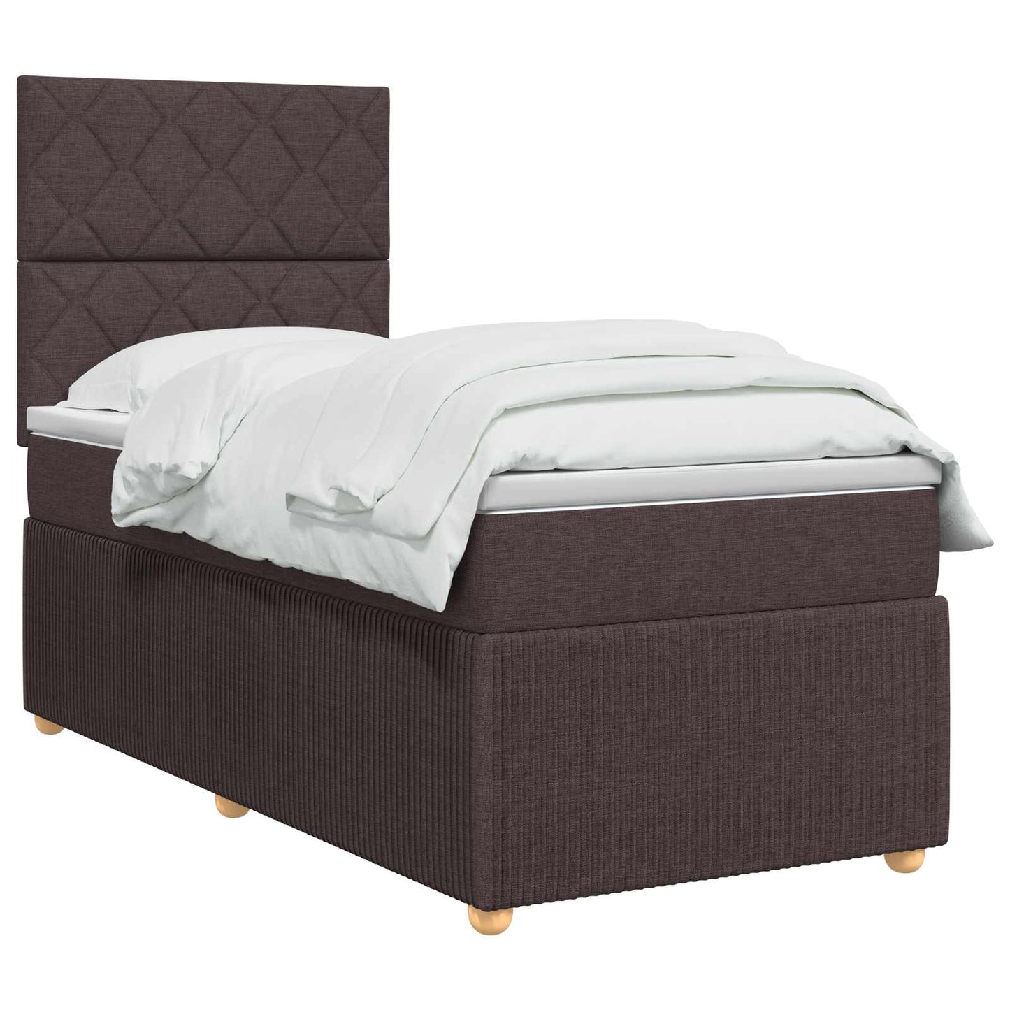 LED Boxspring Ágy Mattal Sötét Barna 100 x 200 cm Szövet