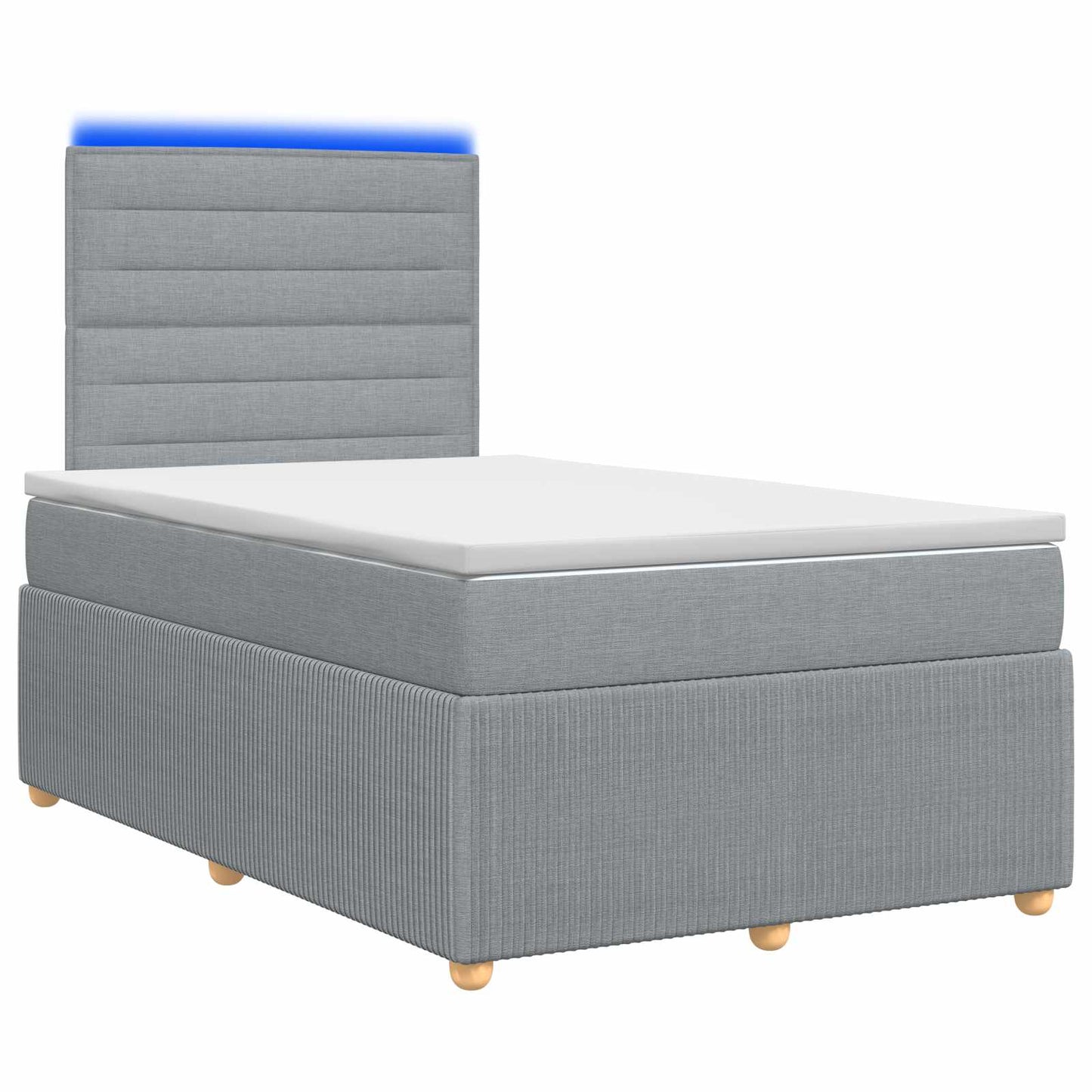 LED Boxspring Ágy Mattal Világosszürke 120 x 190 cm Szövet