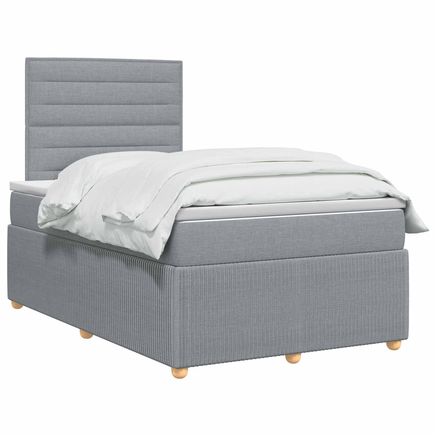 LED Boxspring Ágy Mattal Világosszürke 120 x 190 cm Szövet
