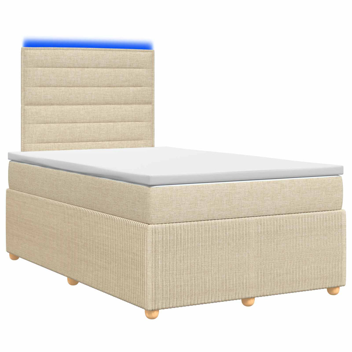 LED Boxspring Ágy Mattal Krémszínű 120 x 190 cm Szövet