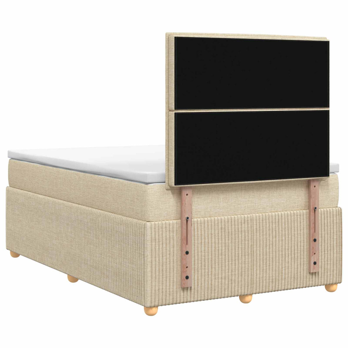 LED Boxspring Ágy Mattal Krémszínű 120 x 190 cm Szövet
