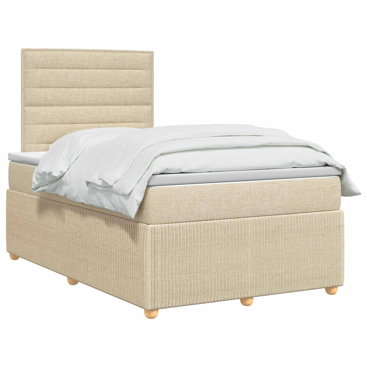 LED Boxspring Ágy Mattal Krémszínű 120 x 190 cm Szövet