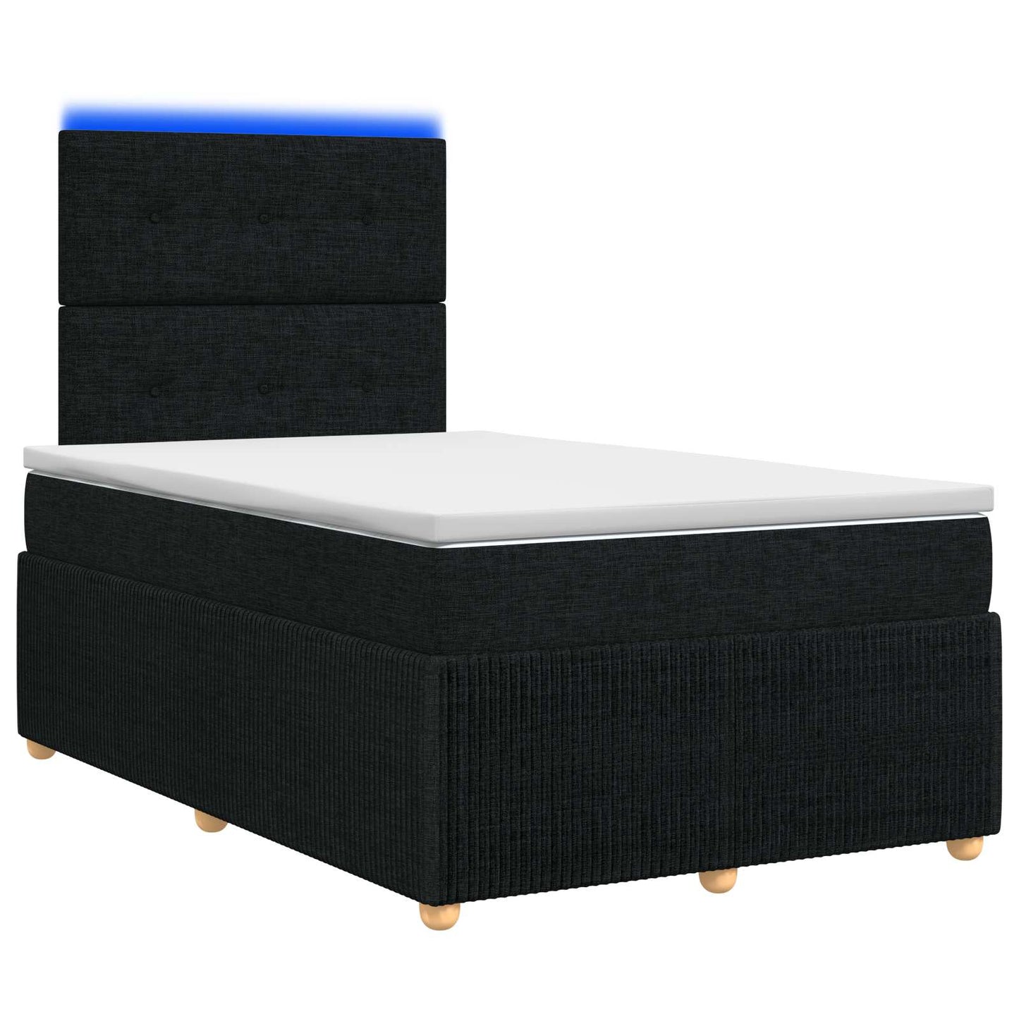 LED Boxspring Ágy Mattal fejtámlával Fekete 120 x 190 cm Szövet