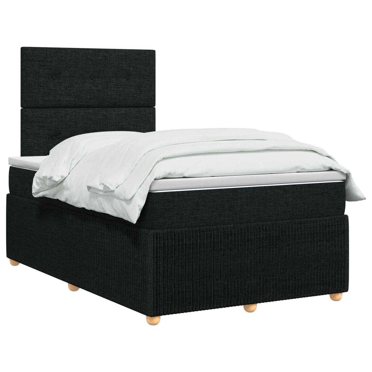 LED Boxspring Ágy Mattal fejtámlával Fekete 120 x 190 cm Szövet