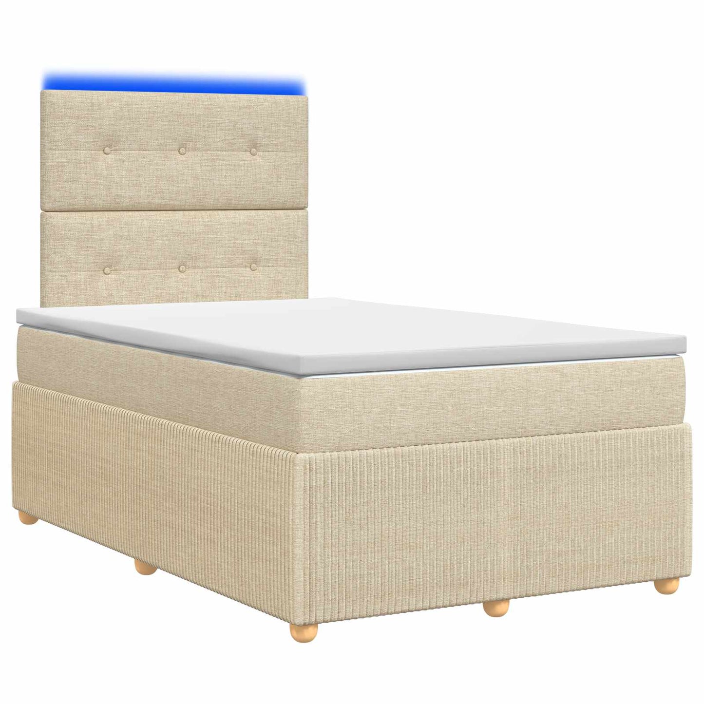 LED Boxspring Ágy Mattal Krémszínű 120 x 190 cm Szövet