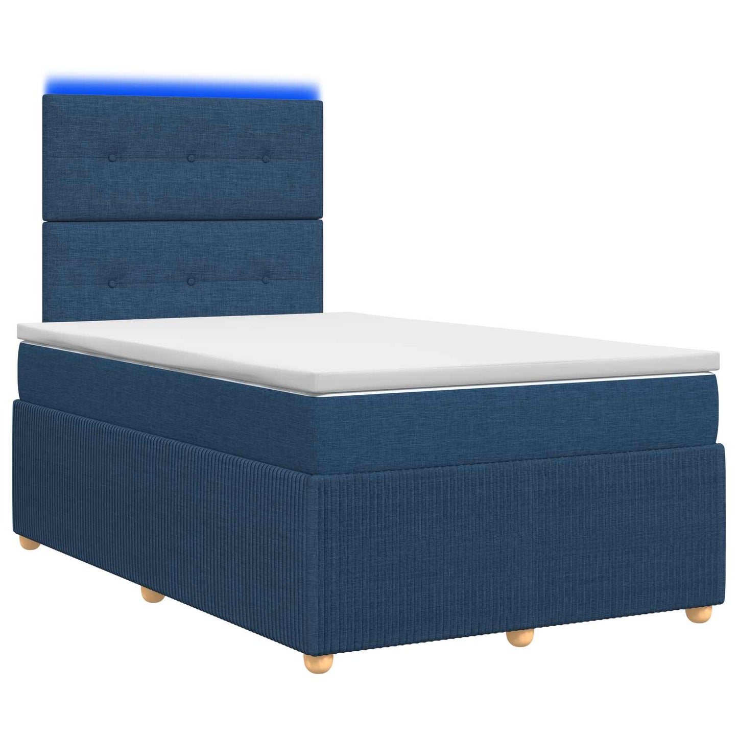 LED Boxspring Ágy Mattal fejtámlával Kék 120 x 190 cm Szövet