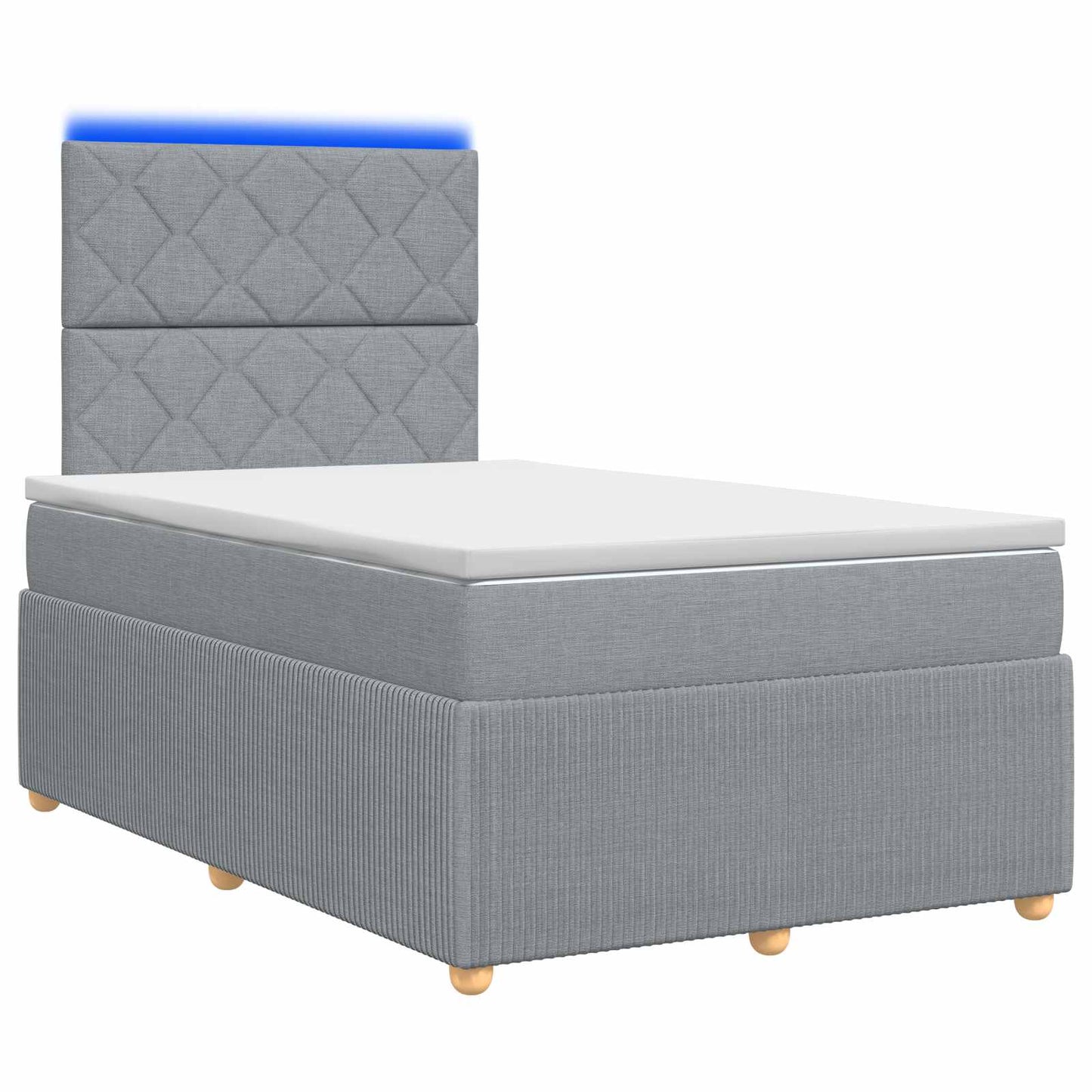 LED Boxspring Ágy Mattal Világosszürke 120 x 190 cm Szövet