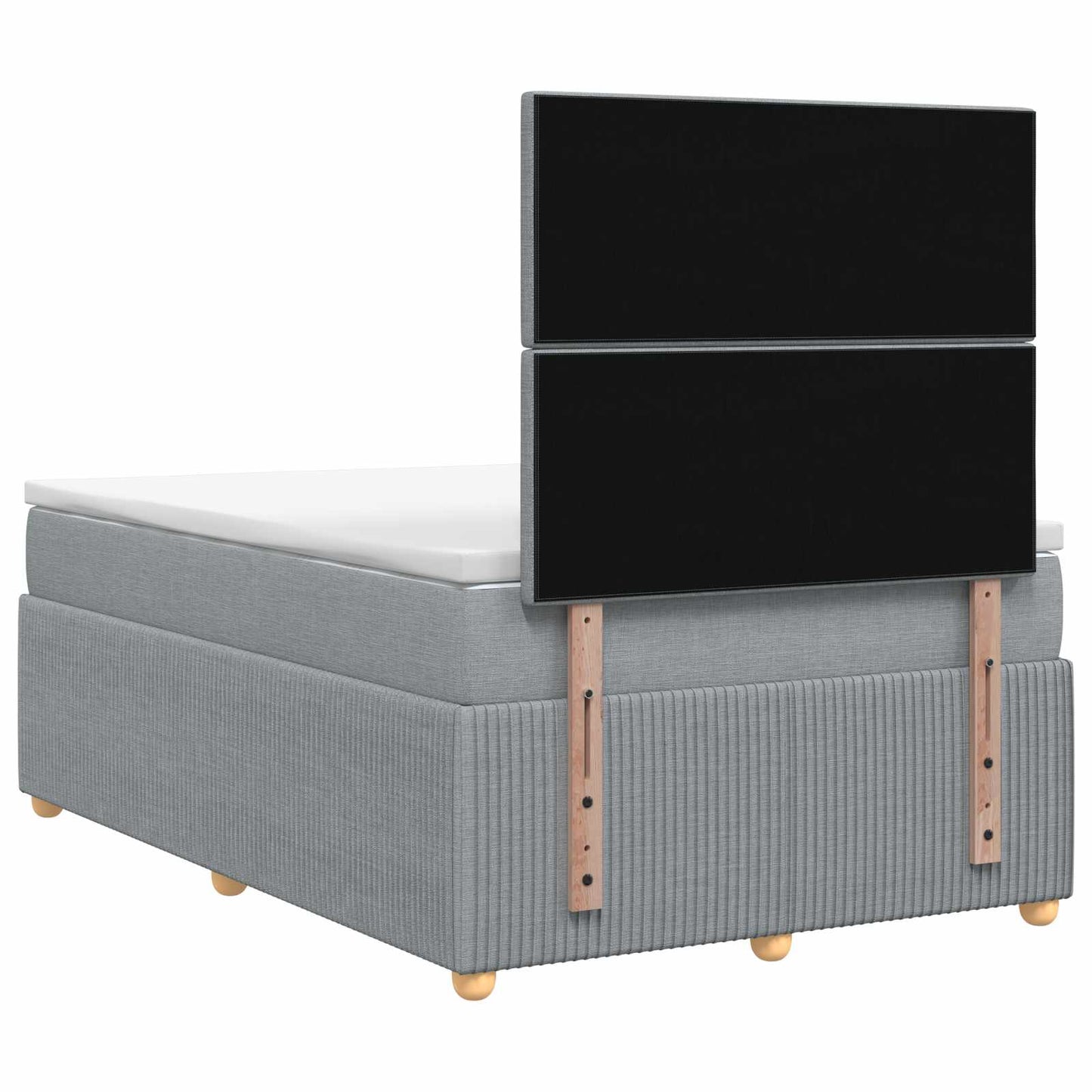 LED Boxspring Ágy Mattal Világosszürke 120 x 190 cm Szövet