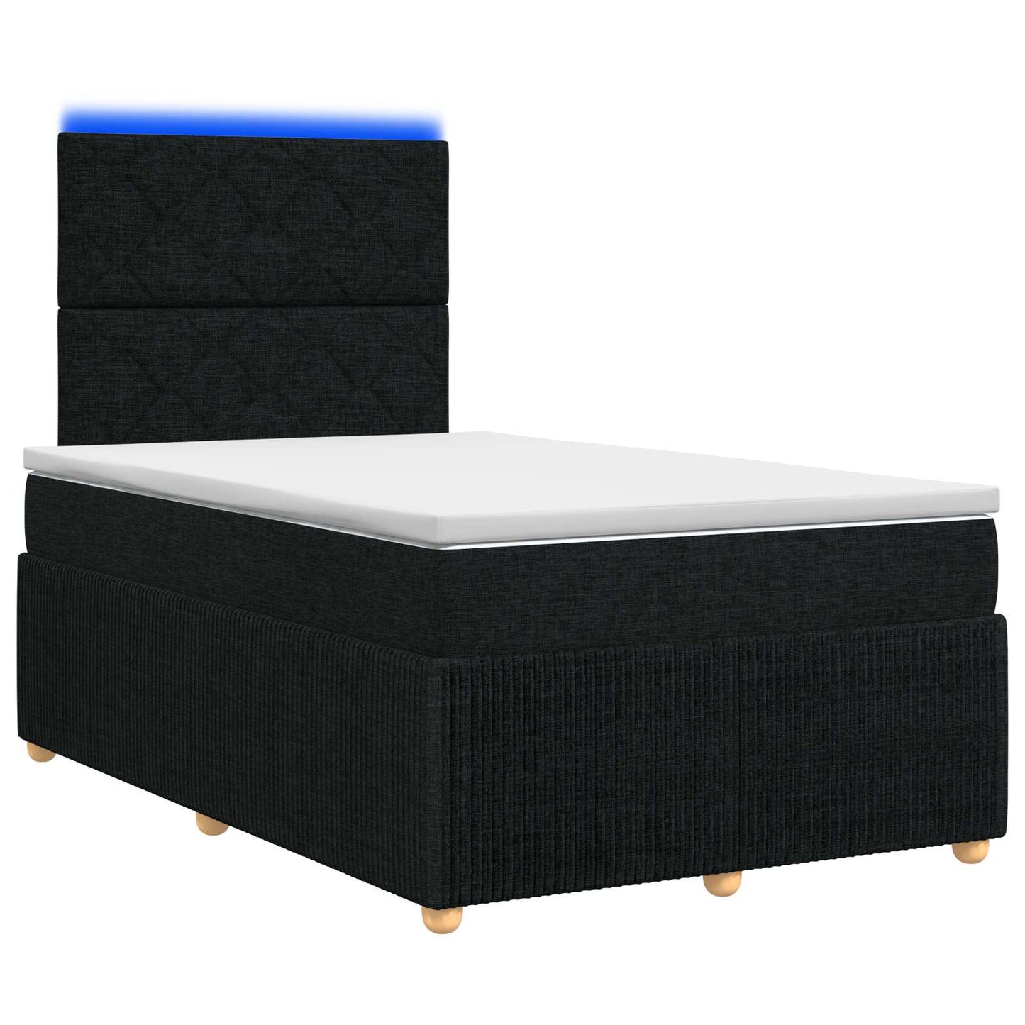 LED Boxspring Ágy Mattal fejtámlával Fekete 120 x 190 cm Szövet