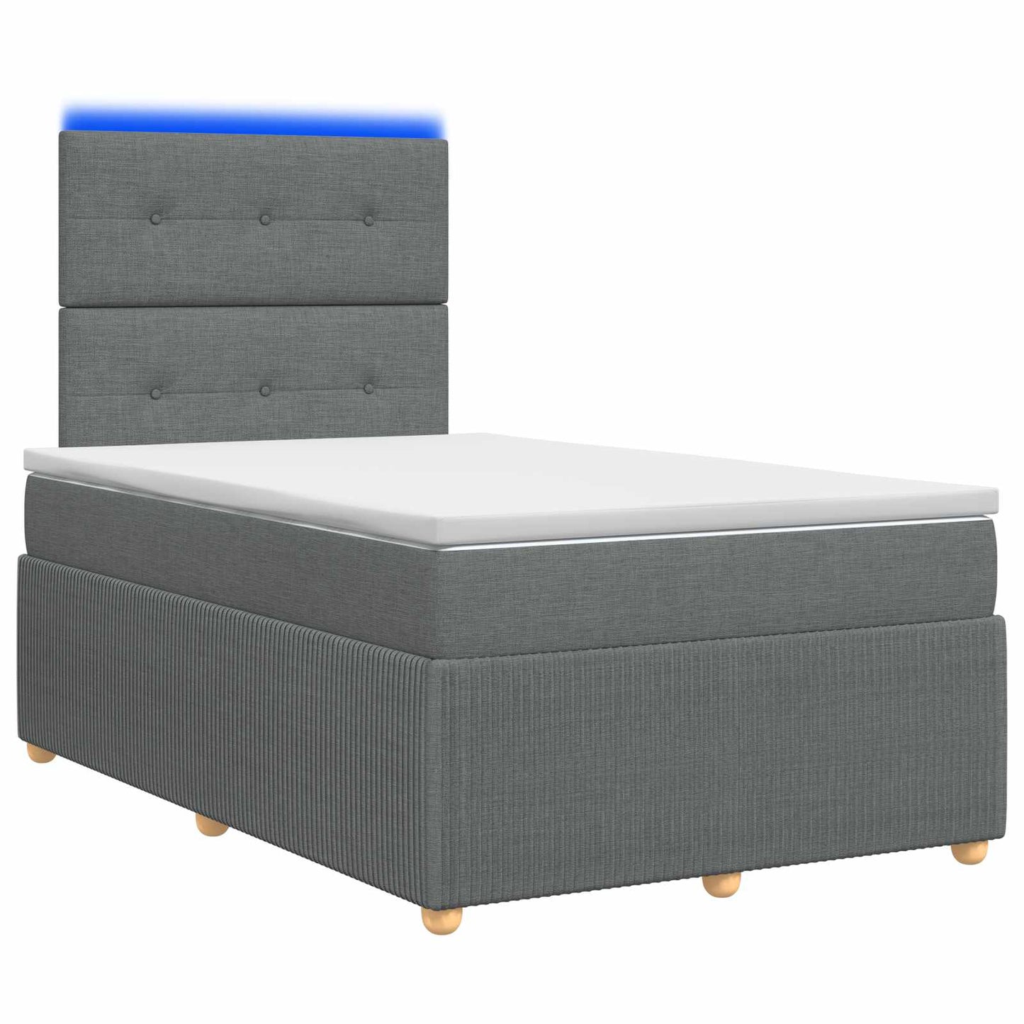 LED Boxspring Ágy Mattal Sötétszürke 120 x 200 cm Szövet
