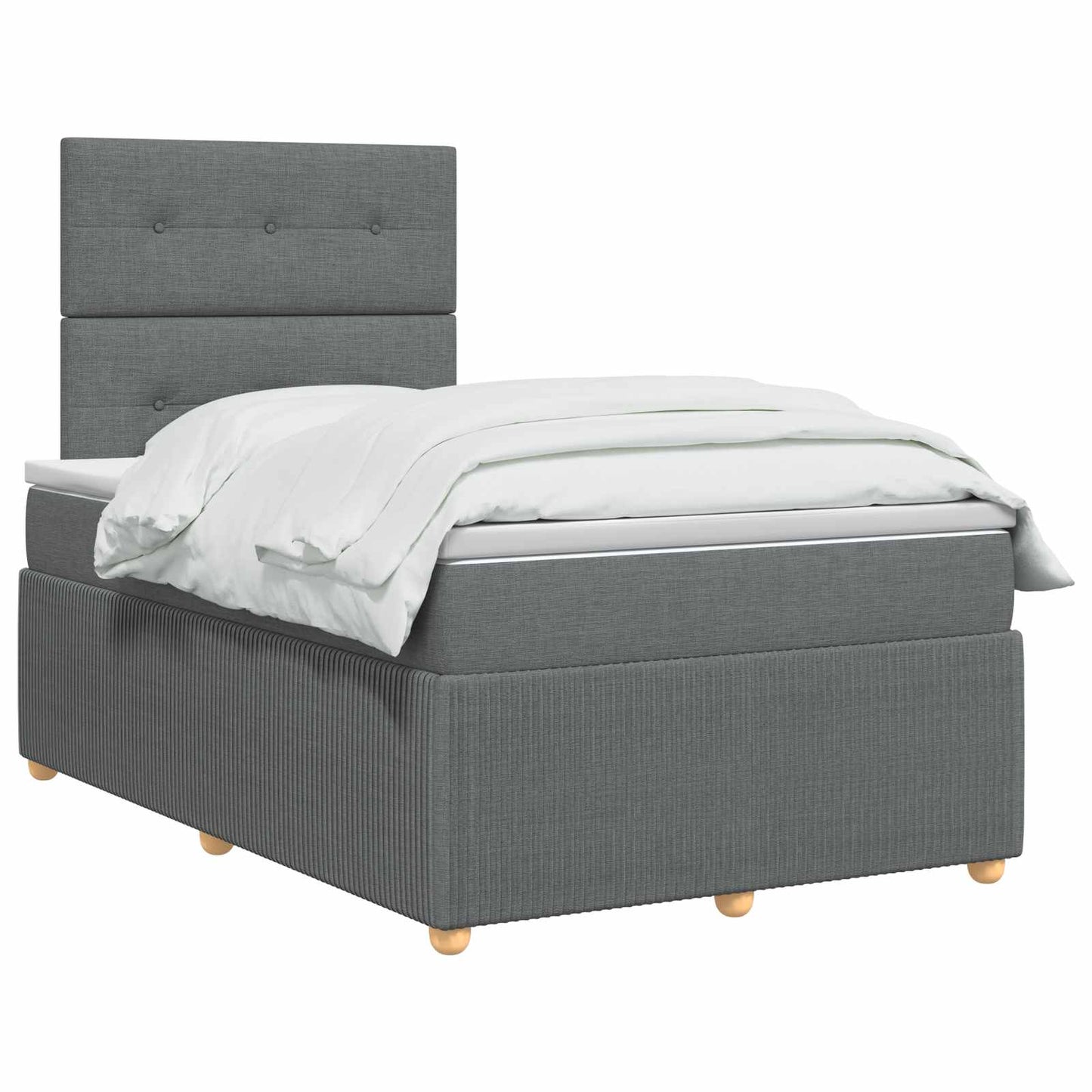 LED Boxspring Ágy Mattal Sötétszürke 120 x 200 cm Szövet