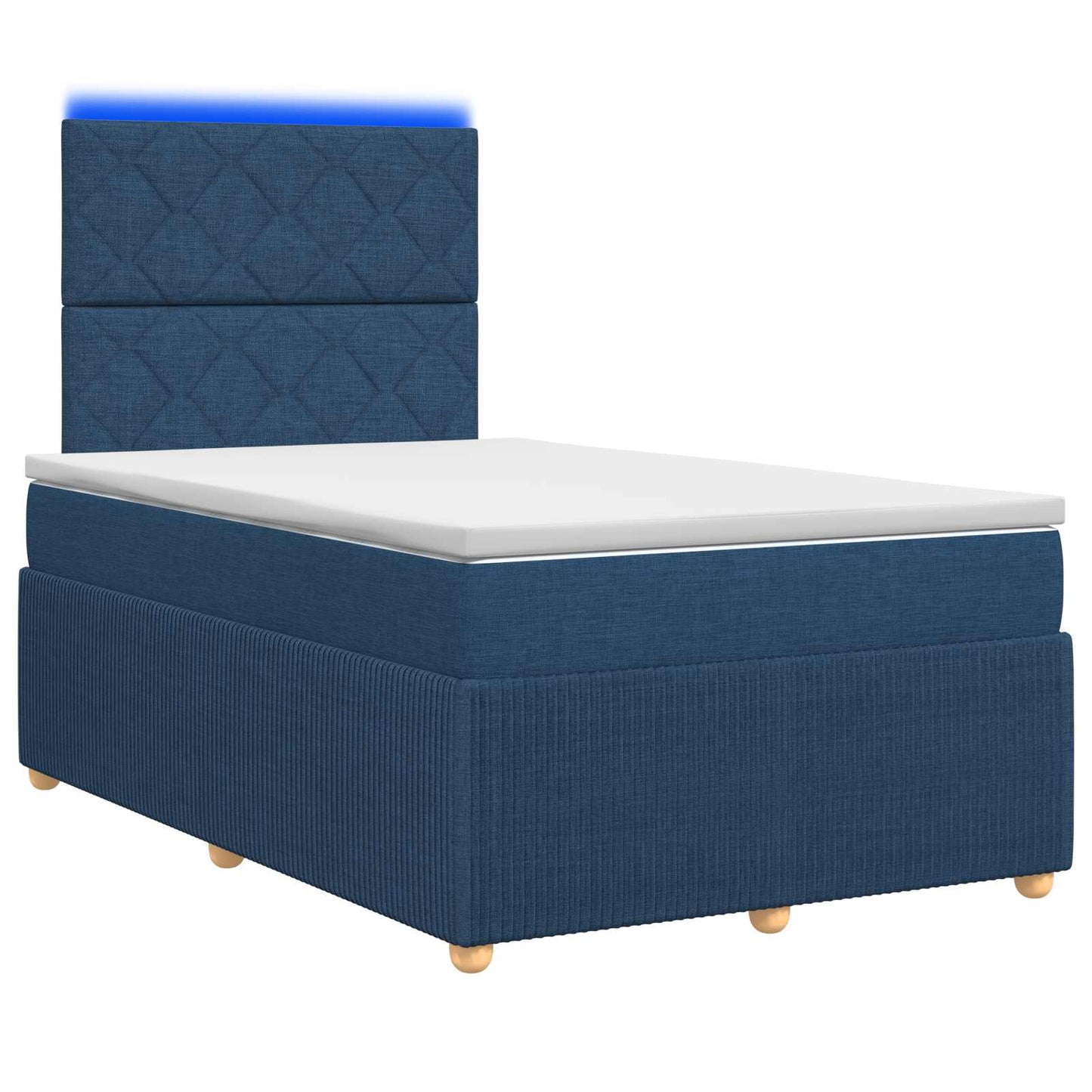 LED Boxspring Ágy Mattal fejtámlával Kék 120 x 200 cm Szövet