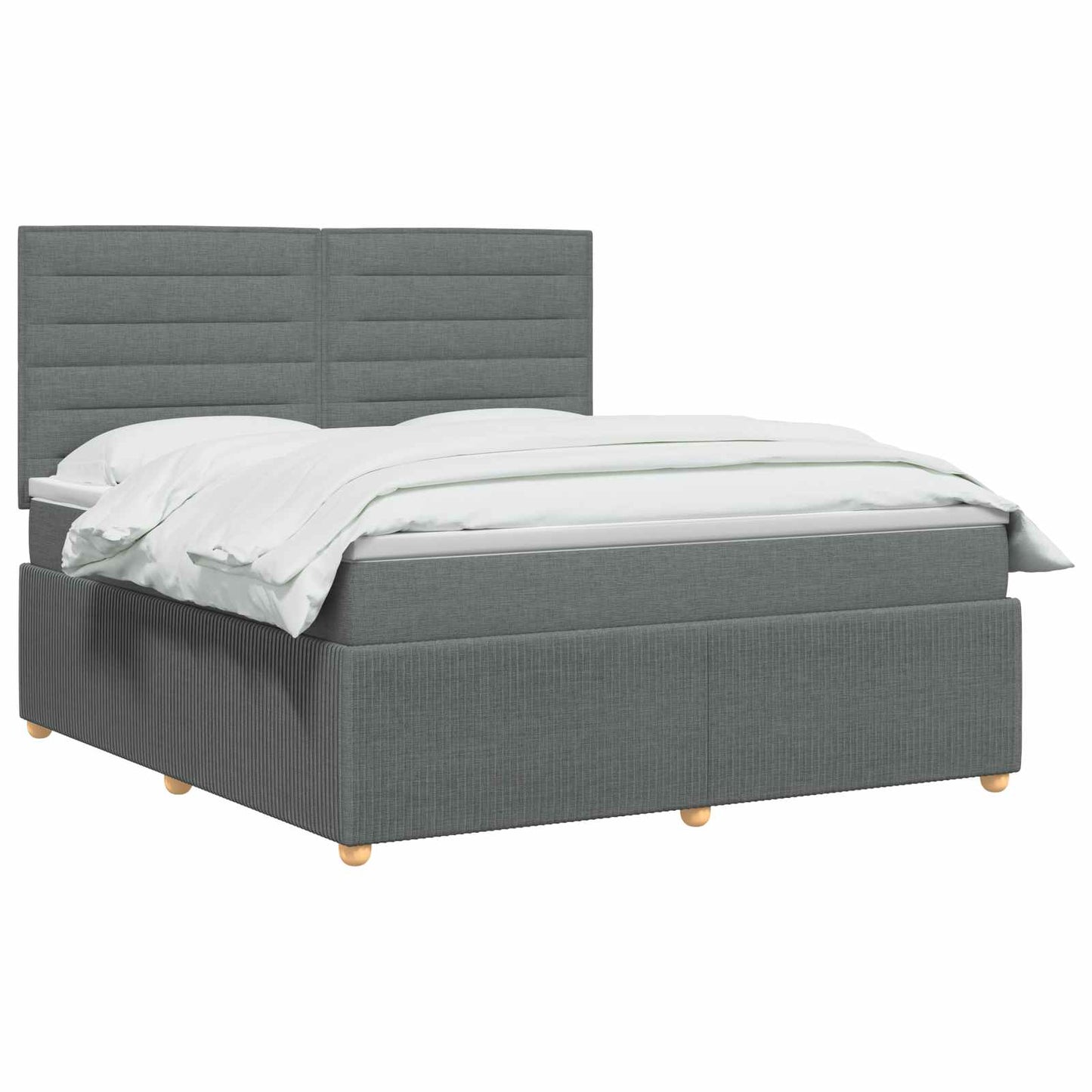 LED Boxspring Ágy Mattal Sötétszürke 140 x 190 cm Szövet