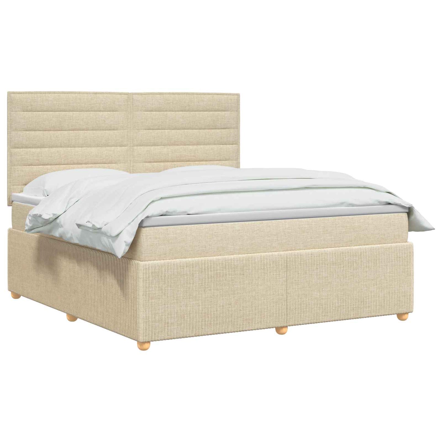 LED Boxspring Ágy Mattal Krémszínű 140 x 190 cm Szövet