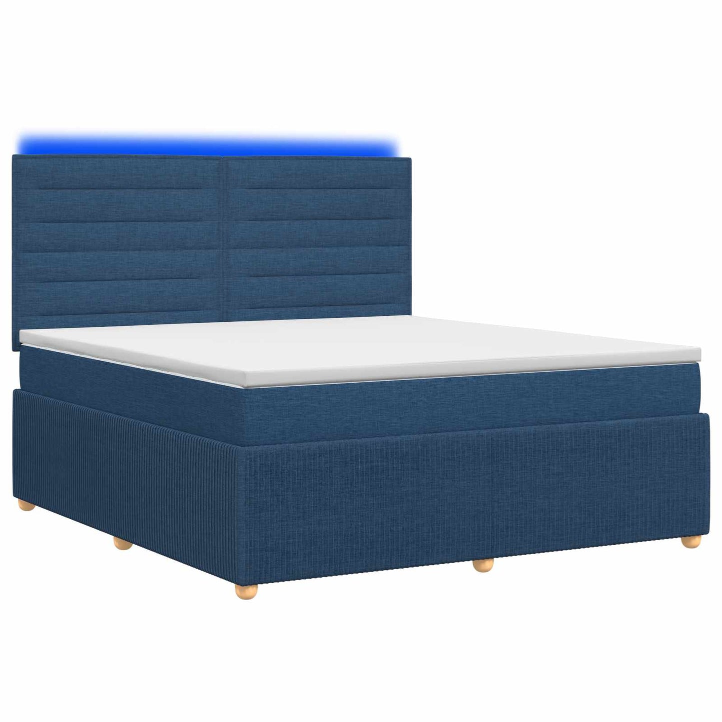 LED Boxspring Ágy Mattal fejtámlával Kék 140 x 190 cm Szövet