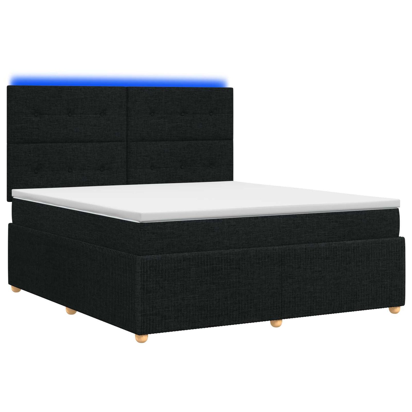 LED Boxspring Ágy Mattal fejtámlával Fekete 140 x 190 cm Szövet