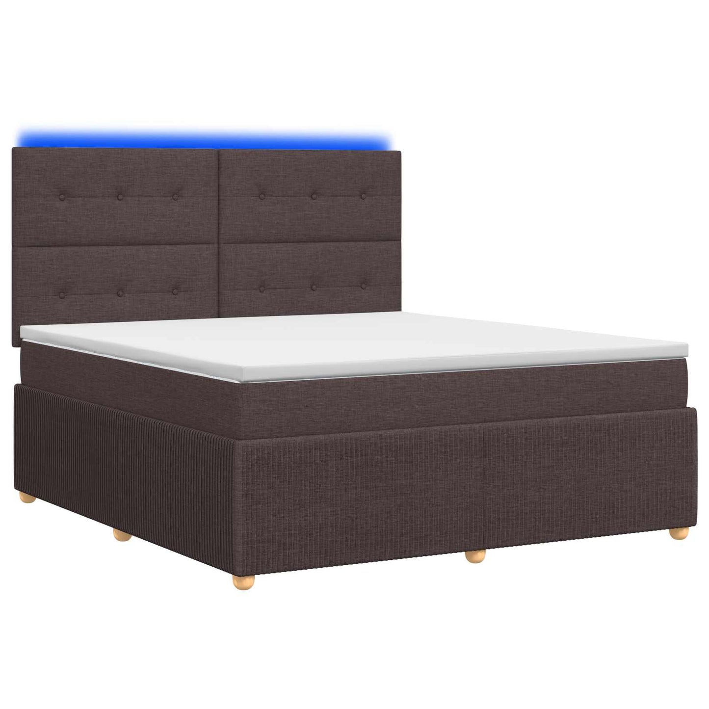 LED Boxspring Ágy Mattal Sötét Barna 140 x 190 cm Szövet