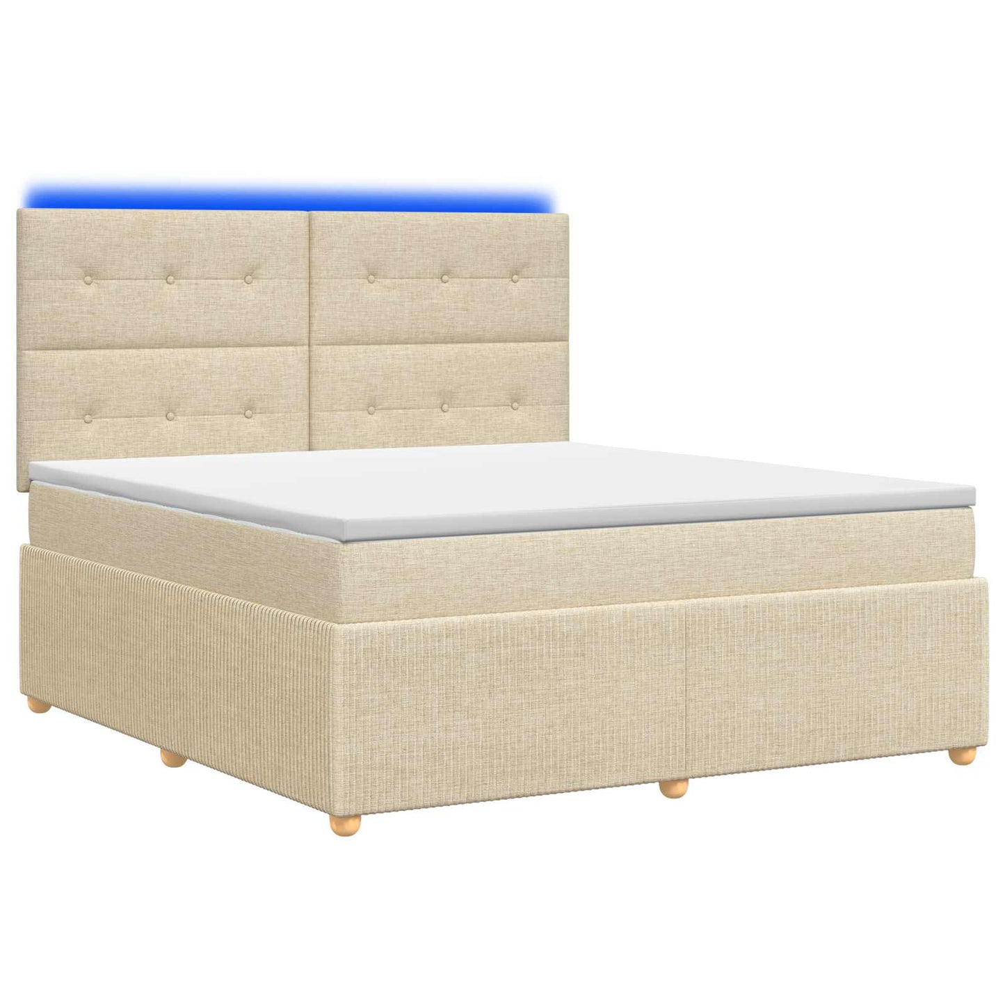 LED Boxspring Ágy Mattal Krémszínű 140 x 190 cm Szövet