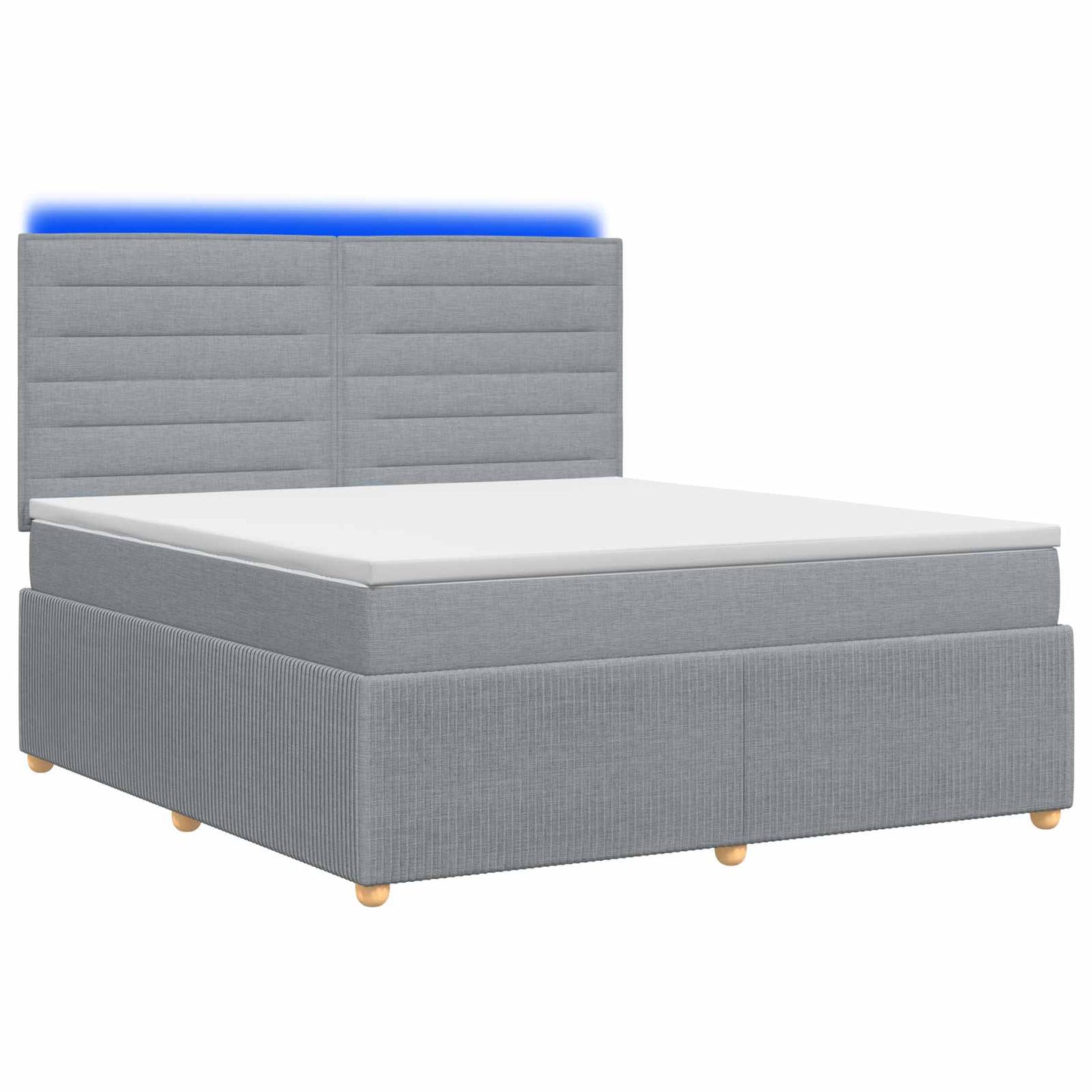LED Boxspring Ágy Mattal Világosszürke 140 x 200 cm Szövet