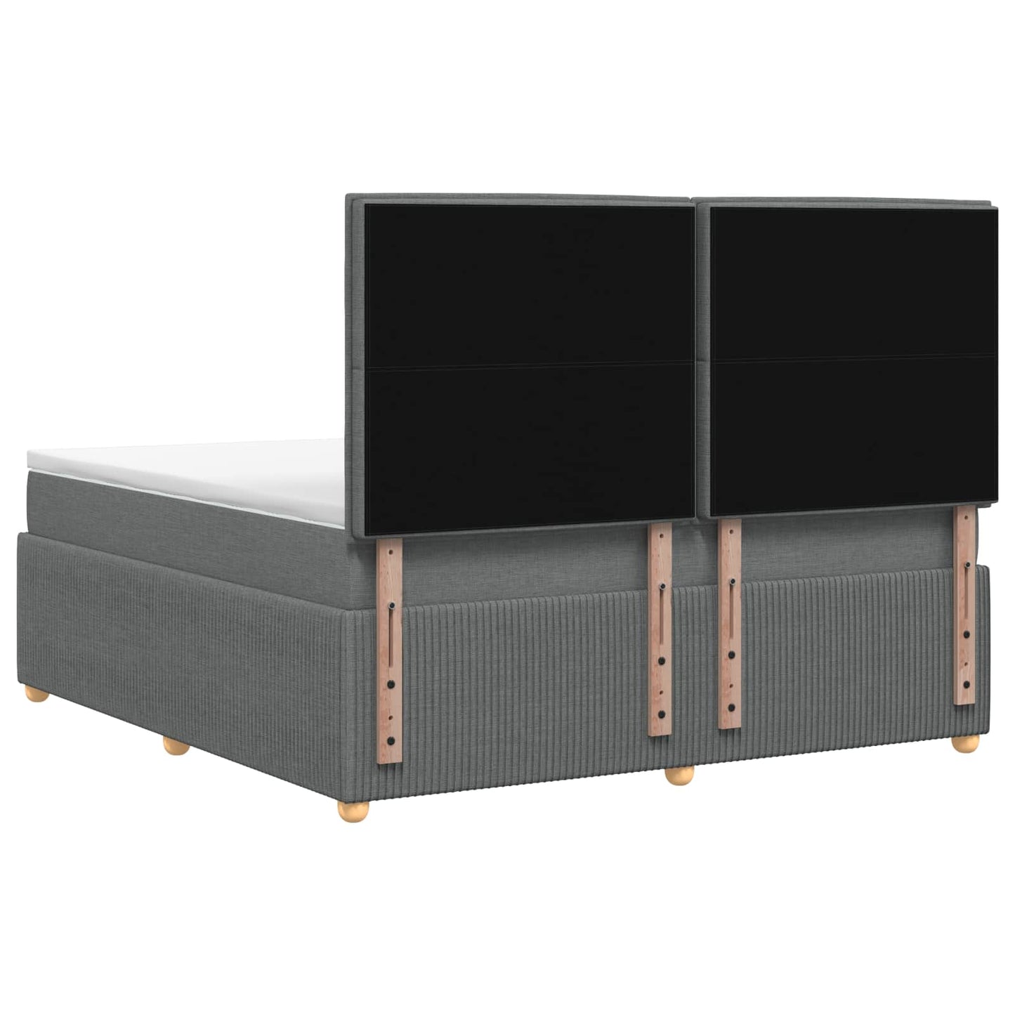 LED Boxspring Ágy Mattal Sötétszürke 140 x 200 cm Szövet