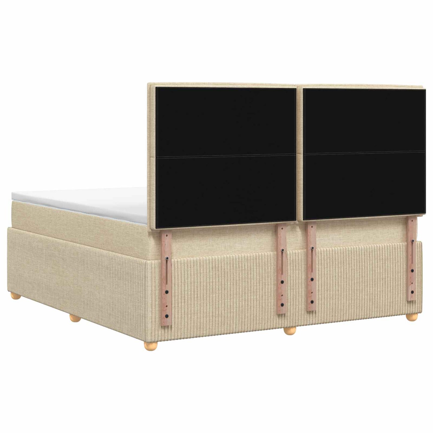 LED Boxspring Ágy Mattal Krémszínű 140 x 200 cm Szövet
