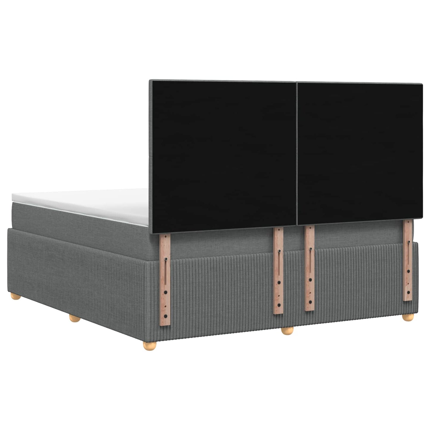 LED Boxspring Ágy Mattal Sötétszürke 140 x 200 cm Szövet