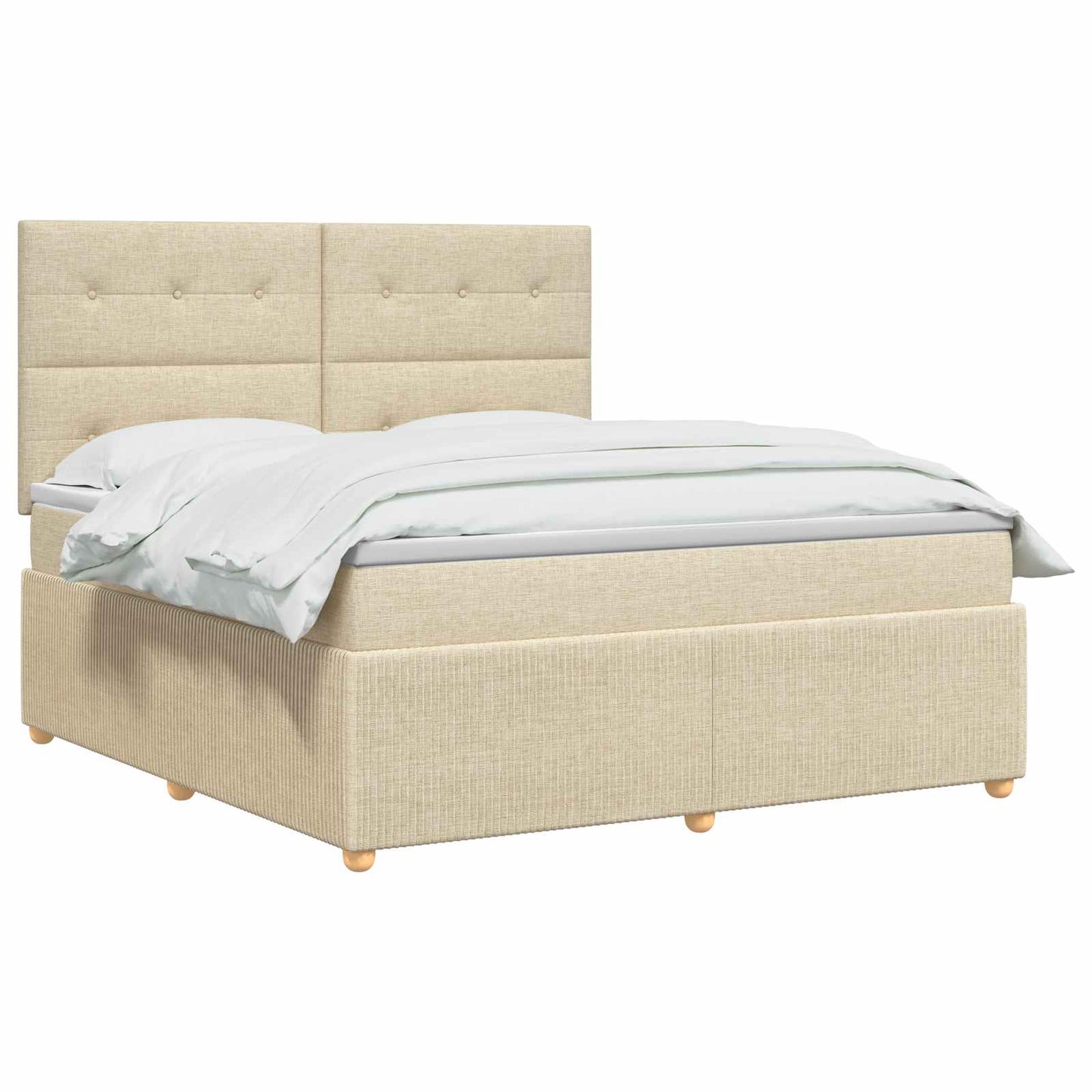 LED Boxspring Ágy Mattal Krémszínű 140 x 200 cm Szövet