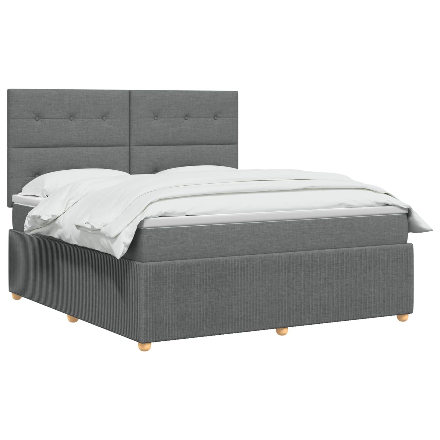 LED Boxspring Ágy Mattal Sötétszürke 160 x 200 cm Szövet