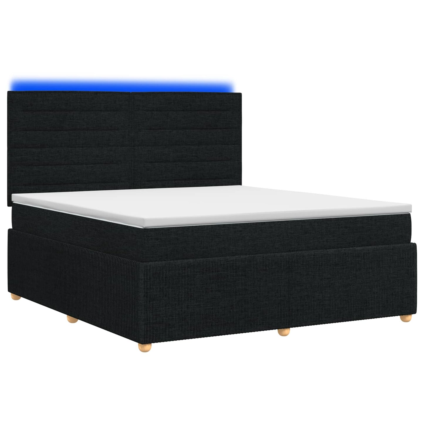 LED Boxspring Ágy Mattal fejtámlával Fekete 180 x 200 cm Szövet