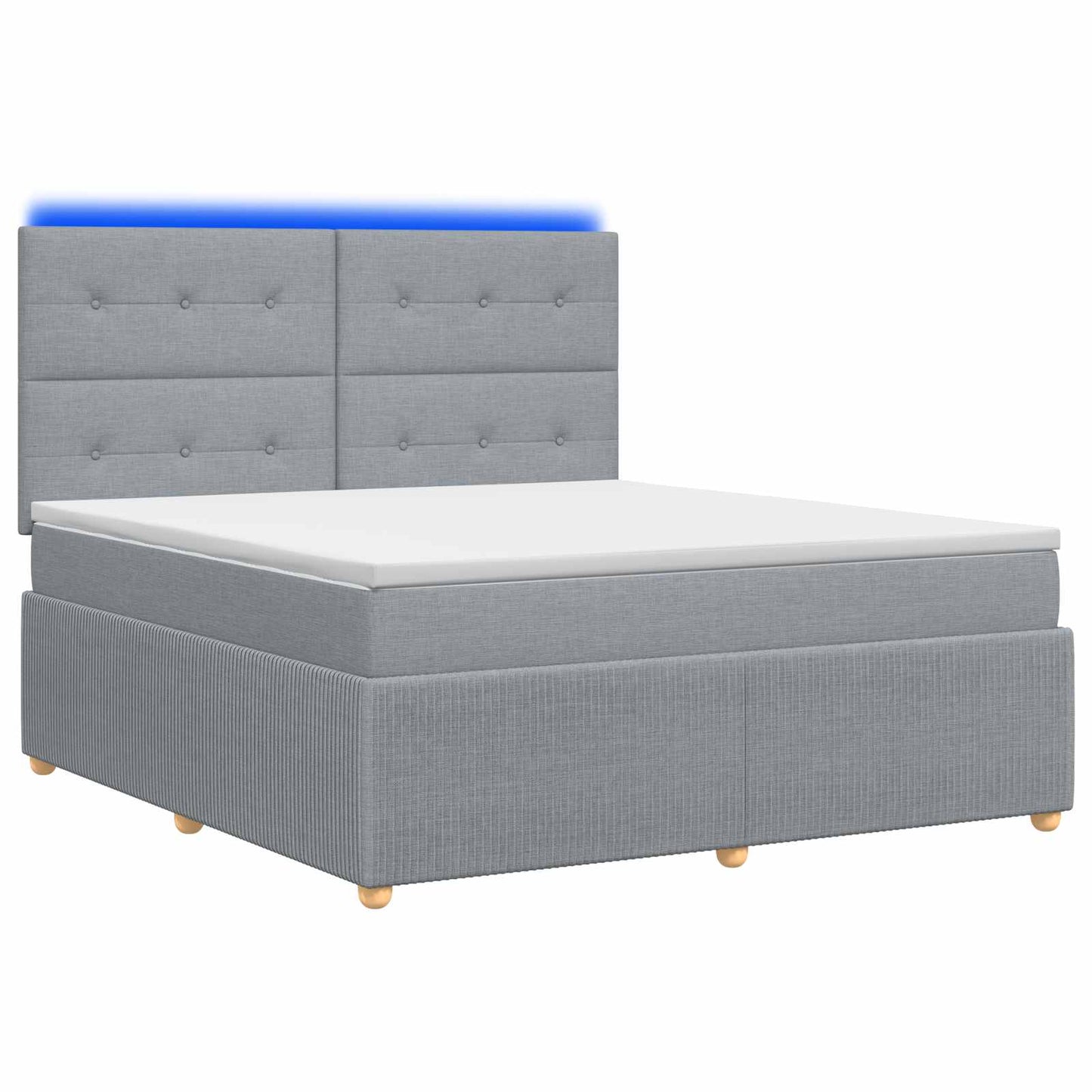 LED Boxspring Ágy Mattal Világosszürke 180 x 200 cm Szövet