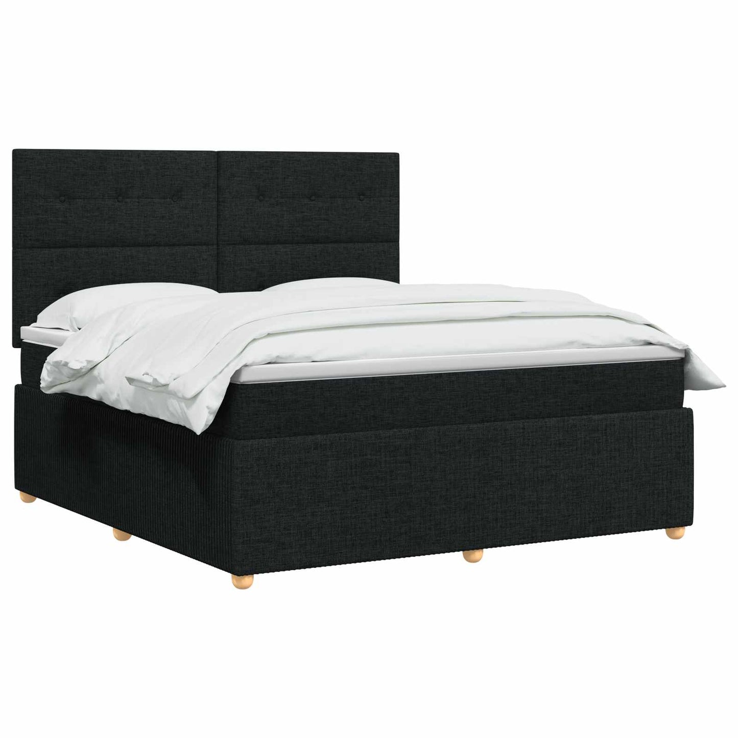 LED Boxspring Ágy Mattal fejtámlával Fekete 180 x 200 cm Szövet