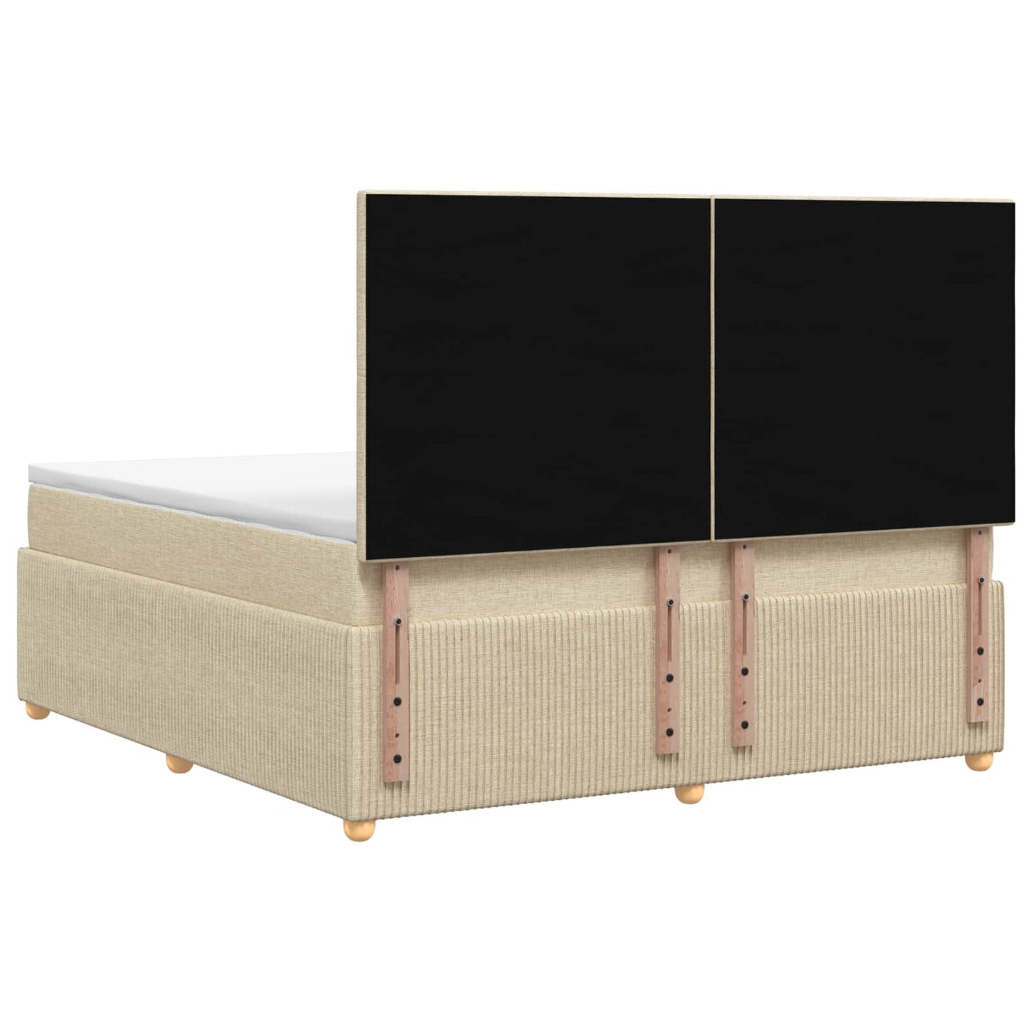 LED Boxspring Ágy Mattal Krémszínű 180 x 200 cm Szövet