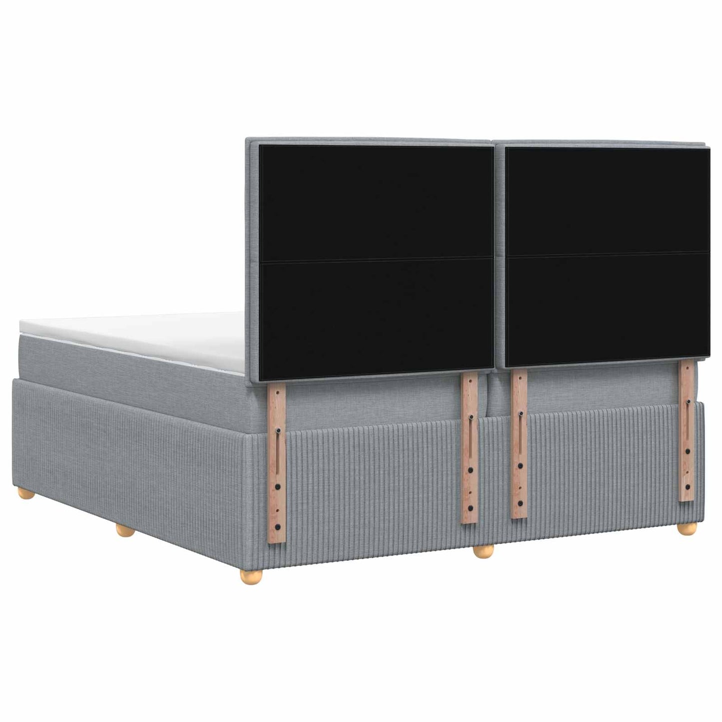 LED Boxspring Ágy Mattal Világosszürke 200 x 200 cm Szövet