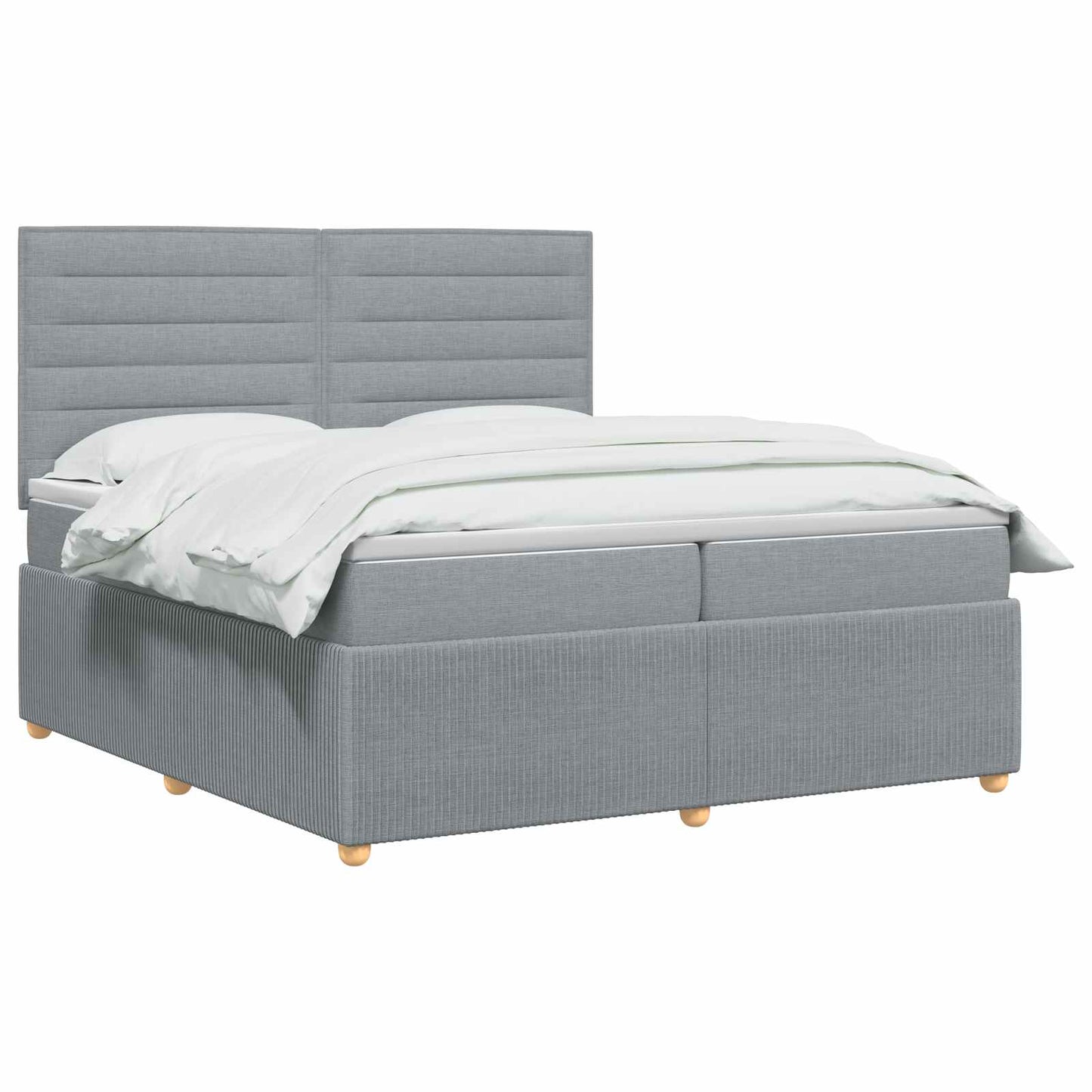 LED Boxspring Ágy Mattal Világosszürke 200 x 200 cm Szövet