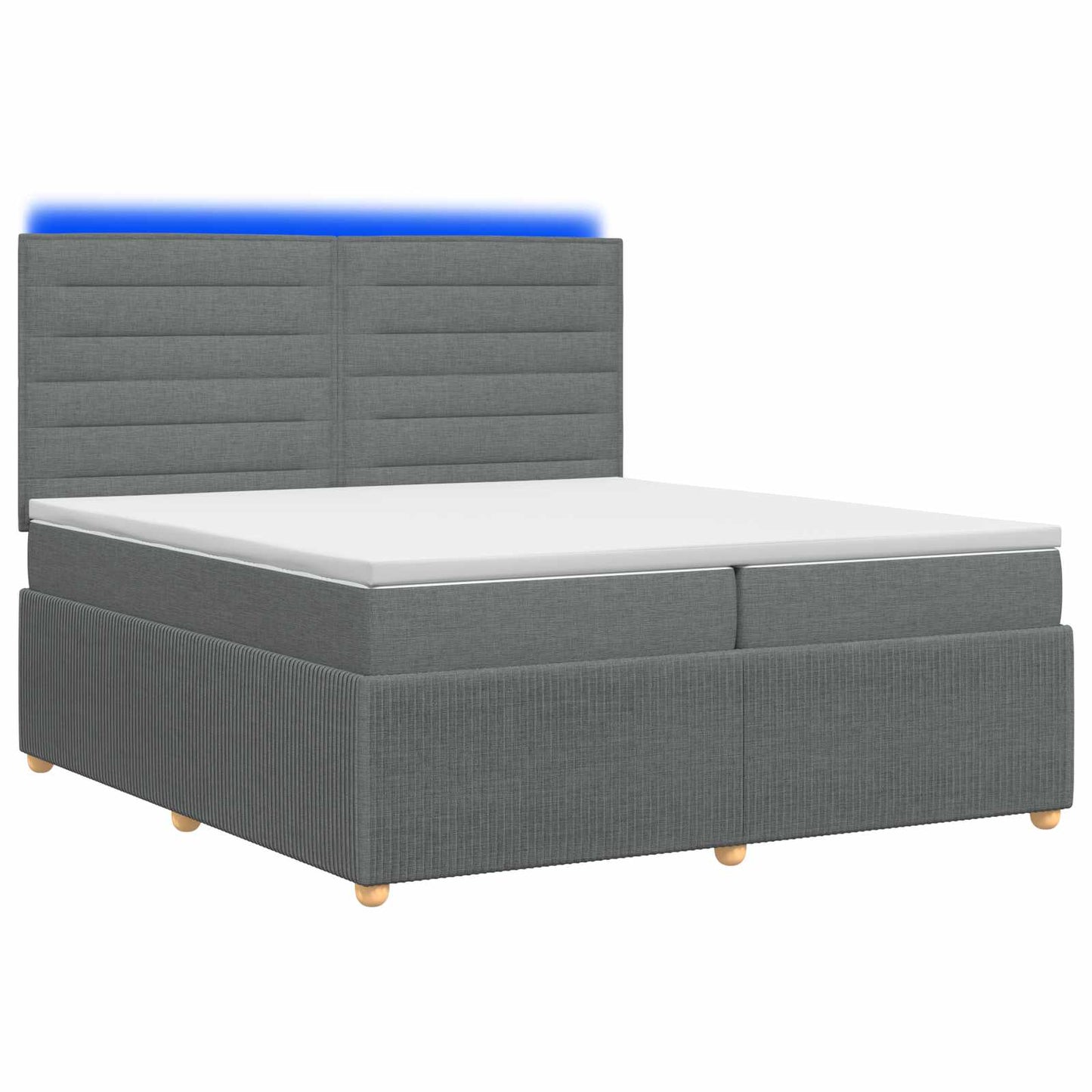LED Boxspring Ágy Mattal Sötétszürke 200 x 200 cm Szövet