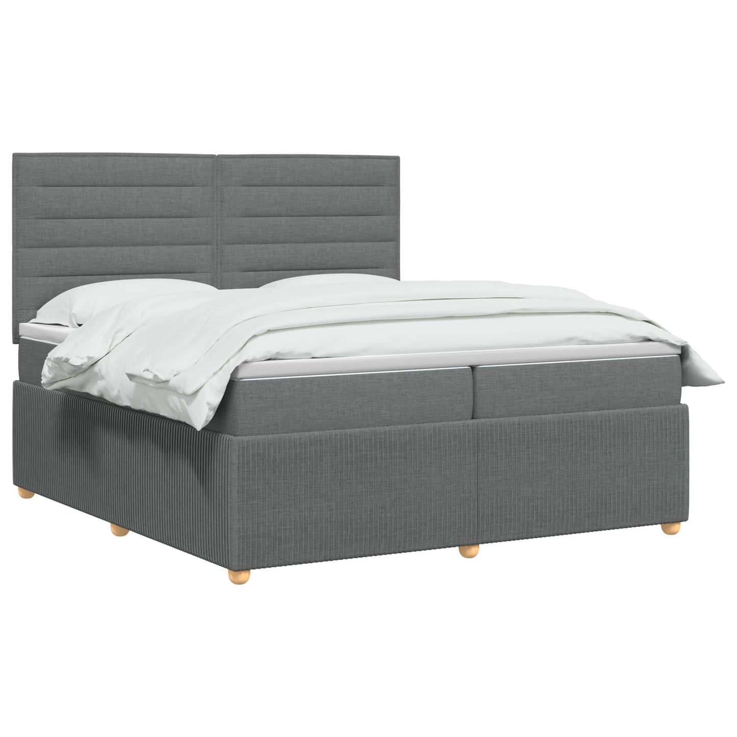 LED Boxspring Ágy Mattal Sötétszürke 200 x 200 cm Szövet