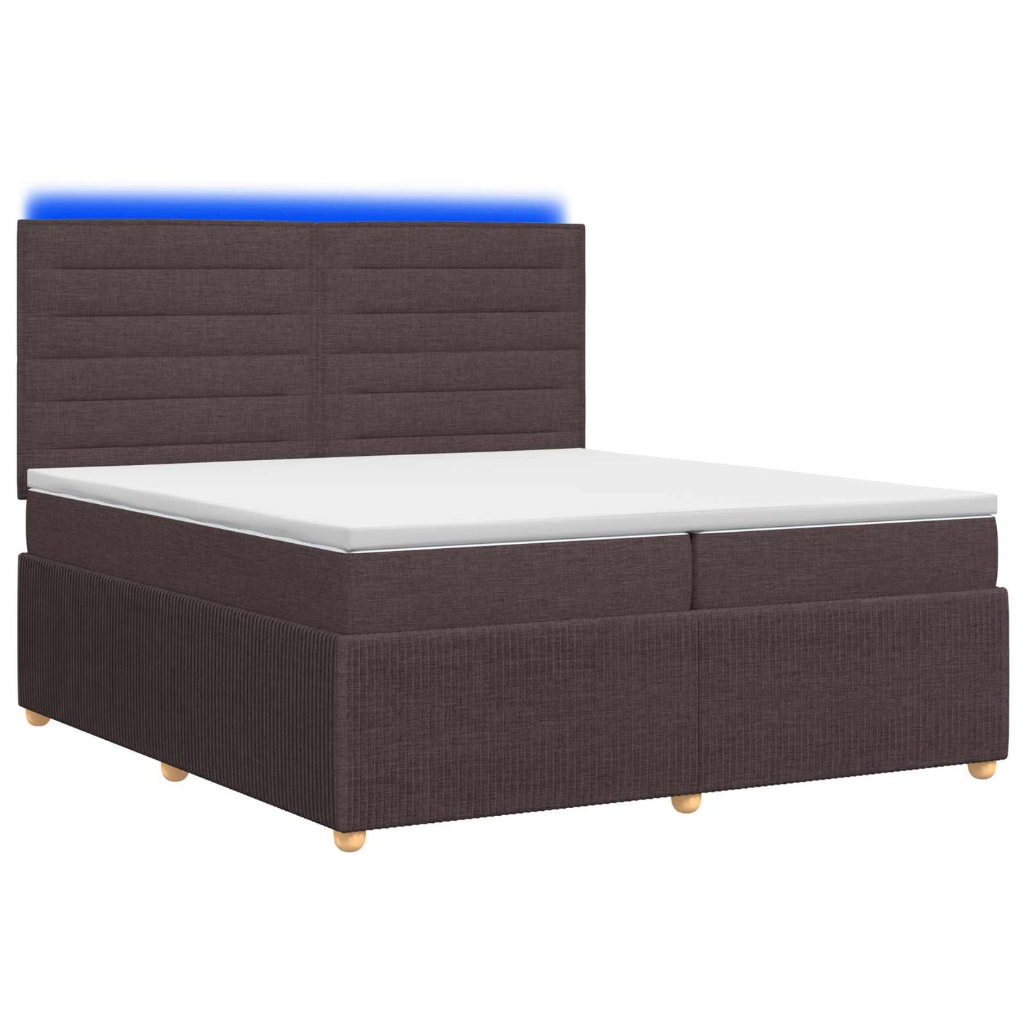 LED Boxspring Ágy Mattal Sötét Barna 200 x 200 cm Szövet