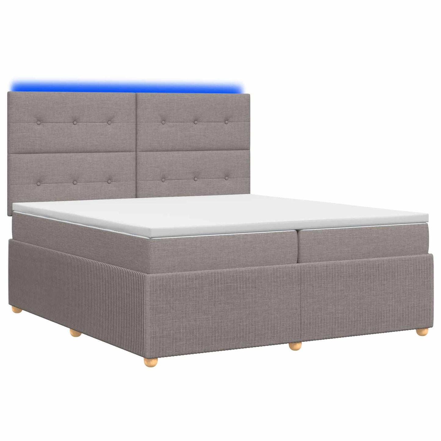 LED Boxspring Ágy Mattal Tópszínű 200 x 200 cm Szövet