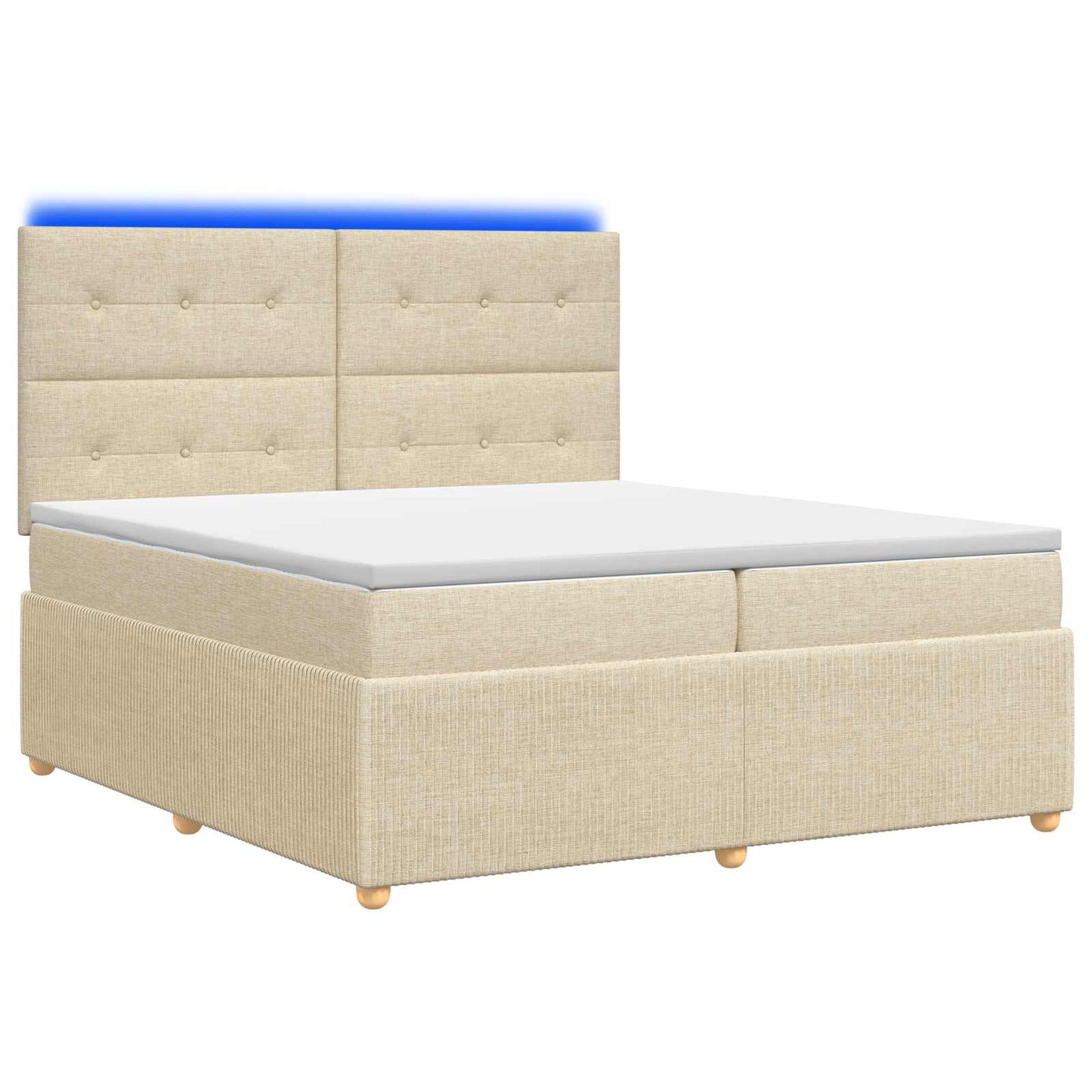 LED Boxspring Ágy Mattal Krémszínű 200 x 200 cm Szövet