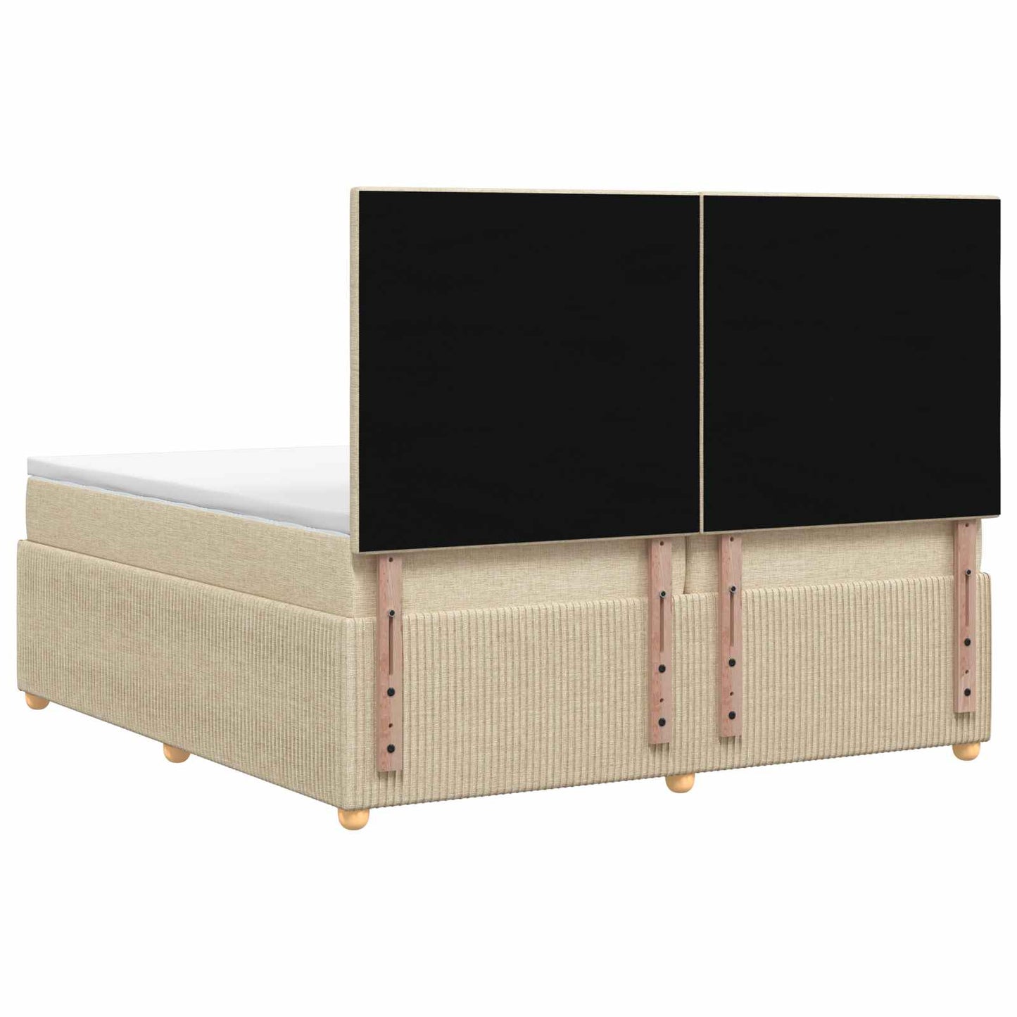 LED Boxspring Ágy Mattal Krémszínű 200 x 200 cm Szövet