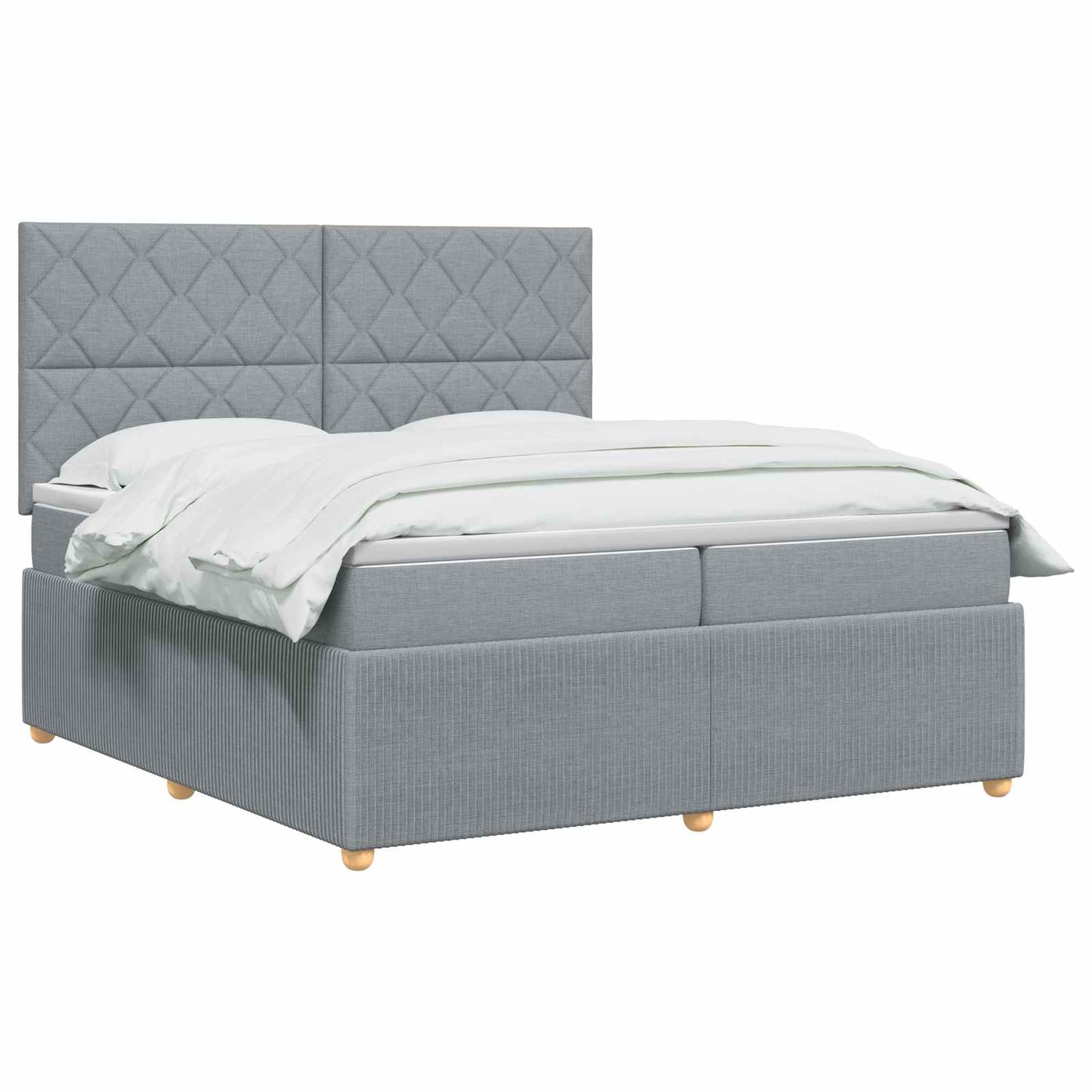 LED Boxspring Ágy Mattal Világosszürke 200 x 200 cm Szövet