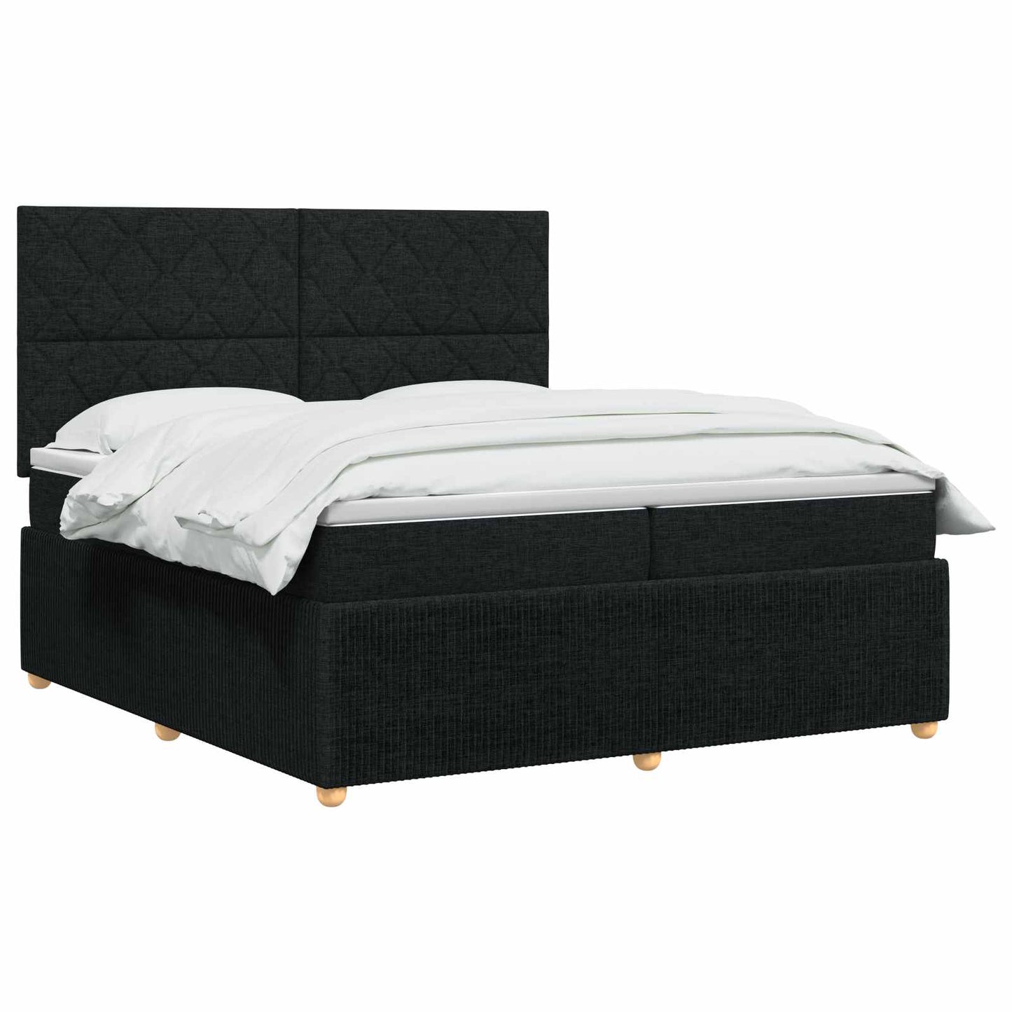 LED Boxspring Ágy Mattal fejtámlával Fekete 200 x 200 cm Szövet