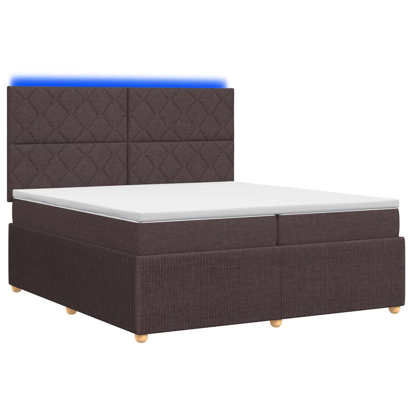 LED Boxspring Ágy Mattal Sötét Barna 200 x 200 cm Szövet