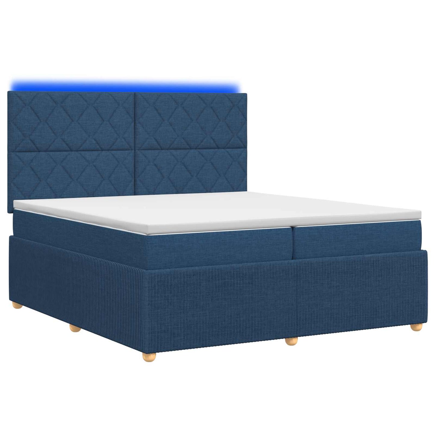 LED Boxspring Ágy Mattal fejtámlával Kék 200 x 200 cm Szövet