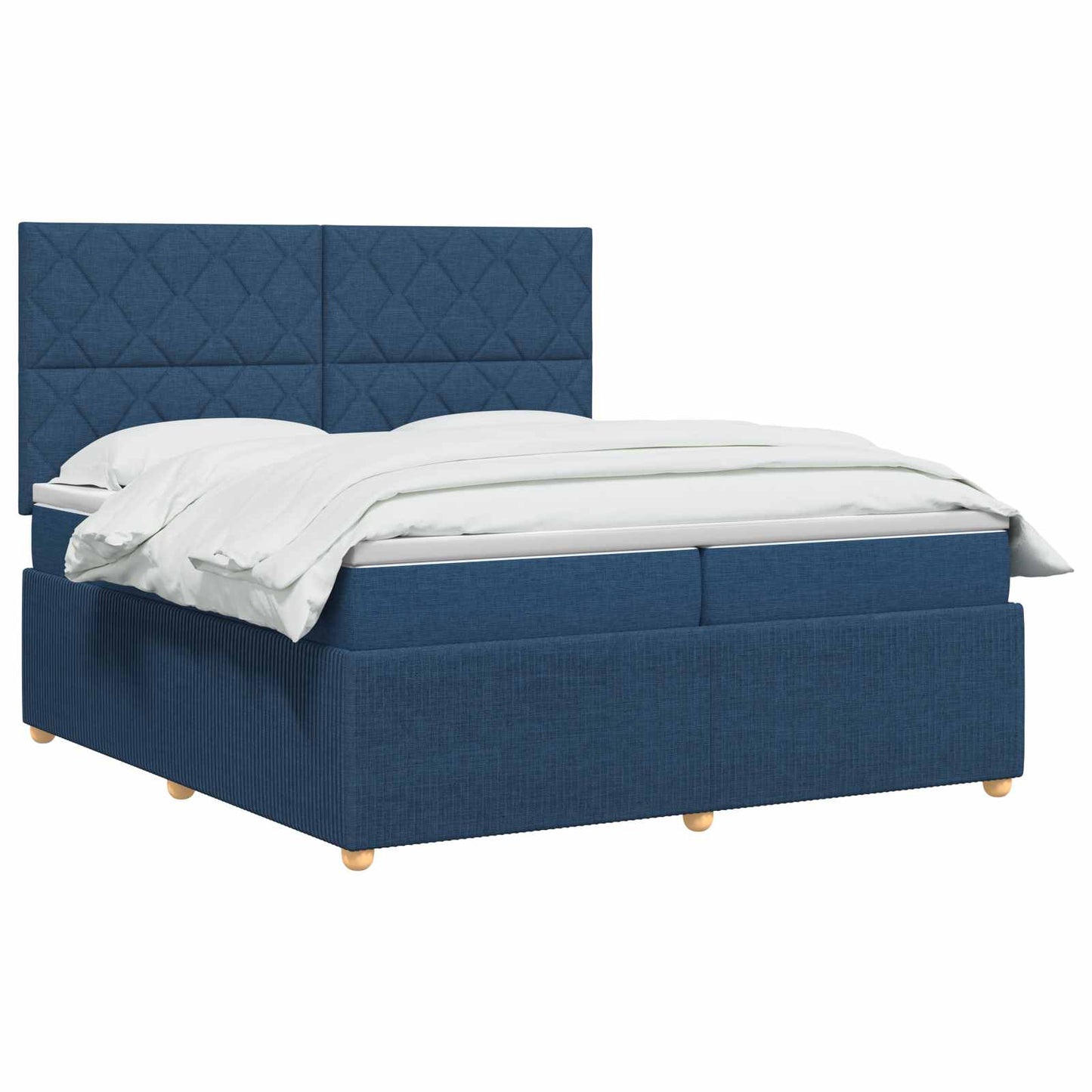 LED Boxspring Ágy Mattal fejtámlával Kék 200 x 200 cm Szövet