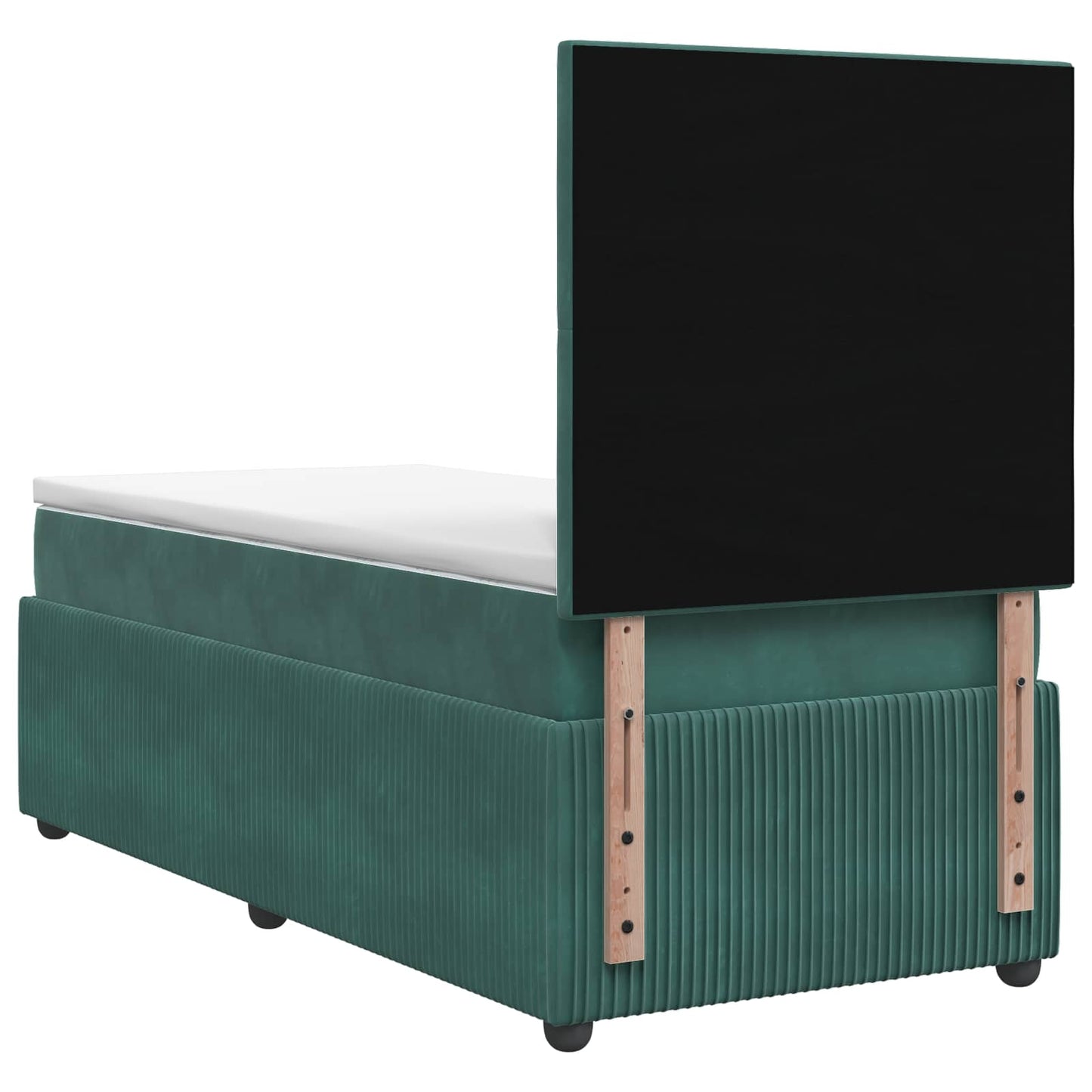 LED Boxspring Ágy Mattal Sötétzöld 80 x 200 cm Bársony