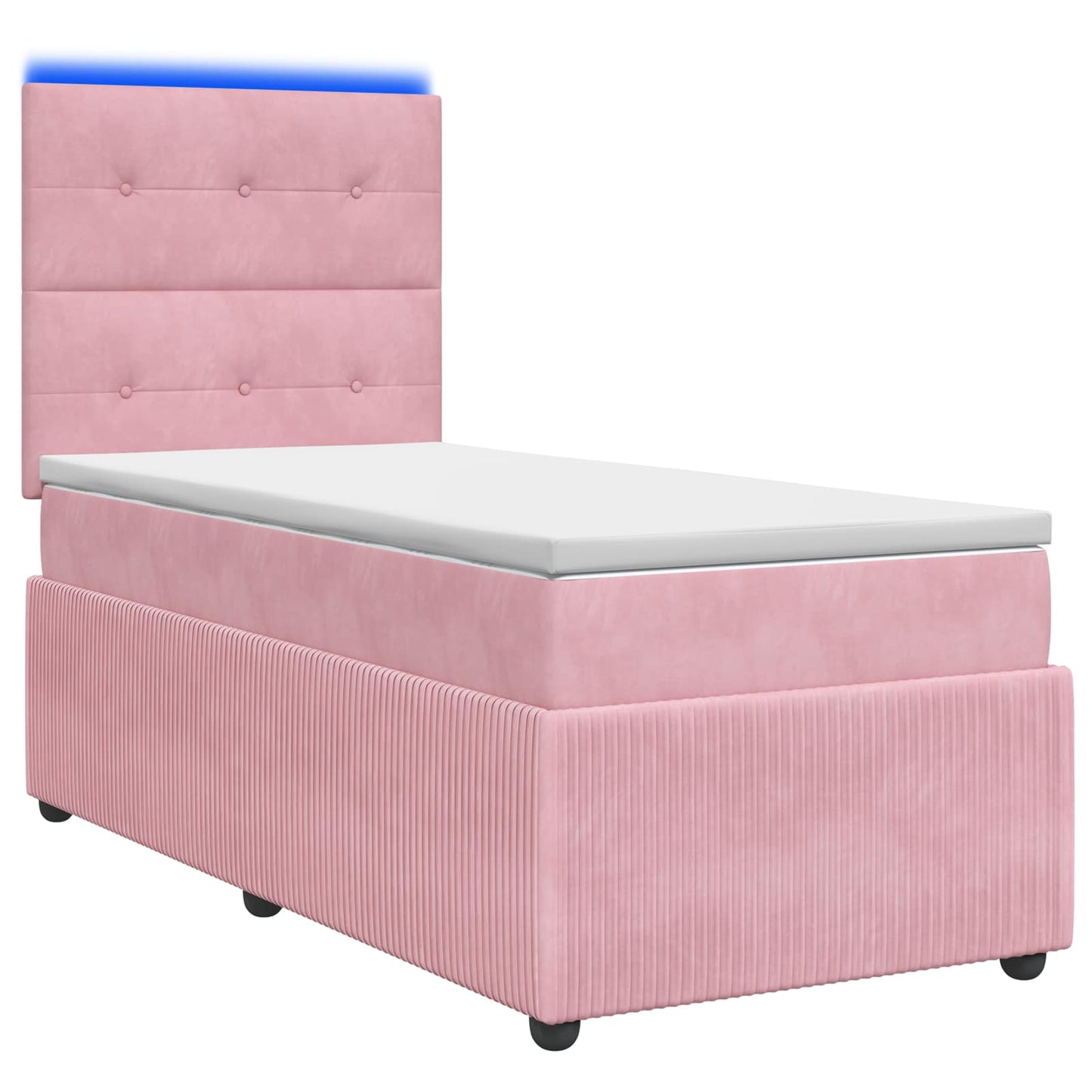 LED Boxspring Ágy Mattal Rózsaszín 90 x 190 cm Bársony