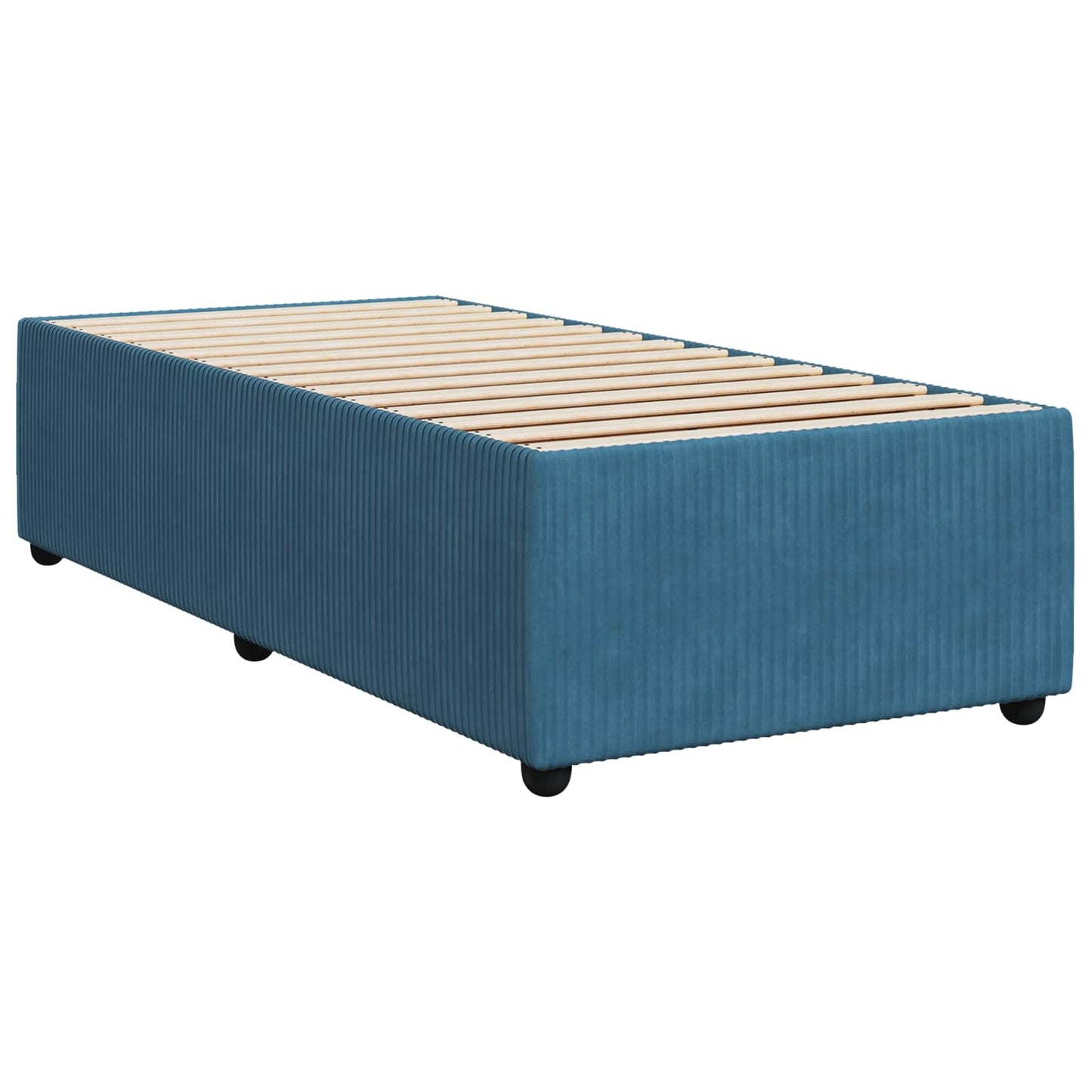 LED Boxspring Ágy Mattal fejtámlával Kék 90 x 200 cm Bársony