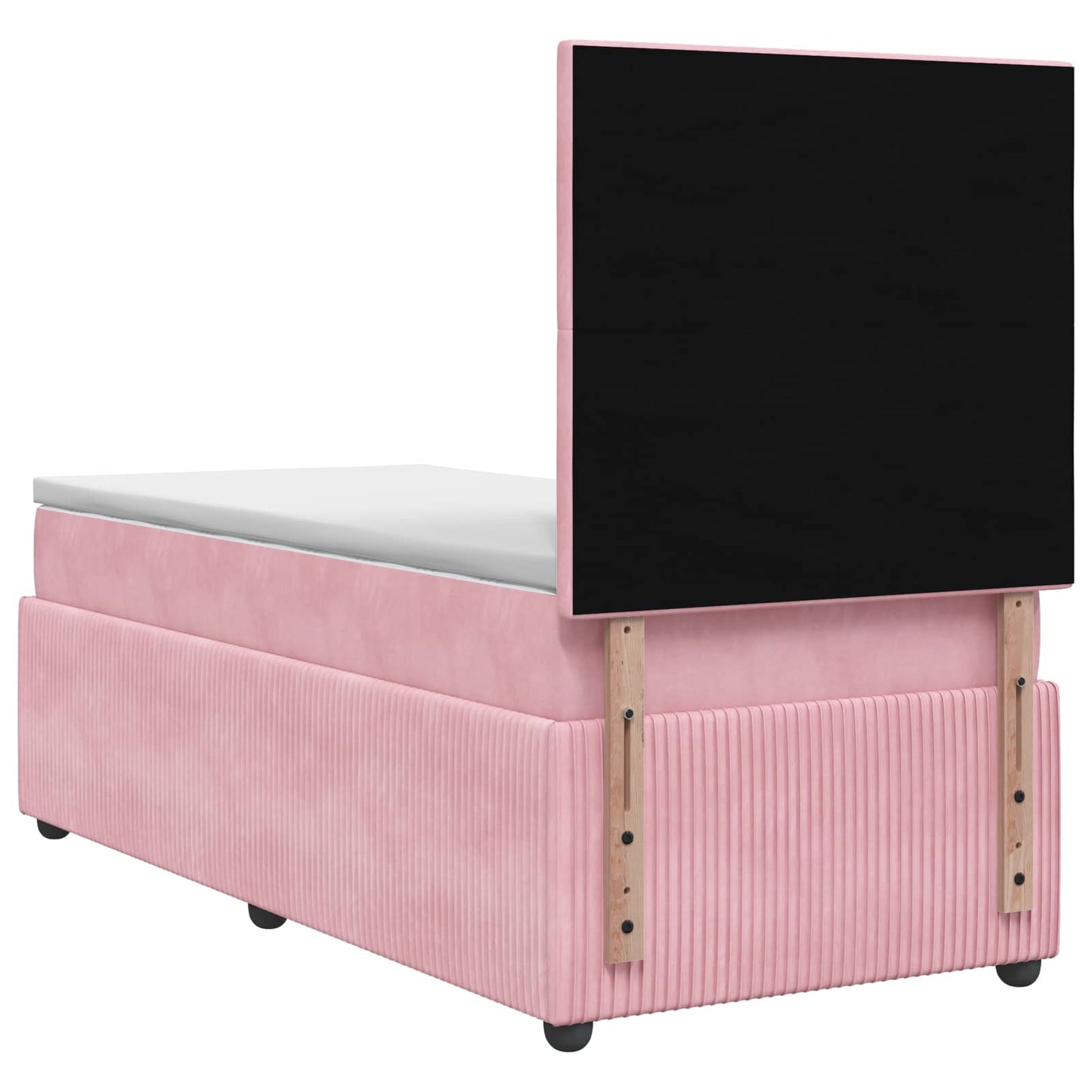 LED Boxspring Ágy Mattal Rózsaszín 90 x 200 cm Bársony